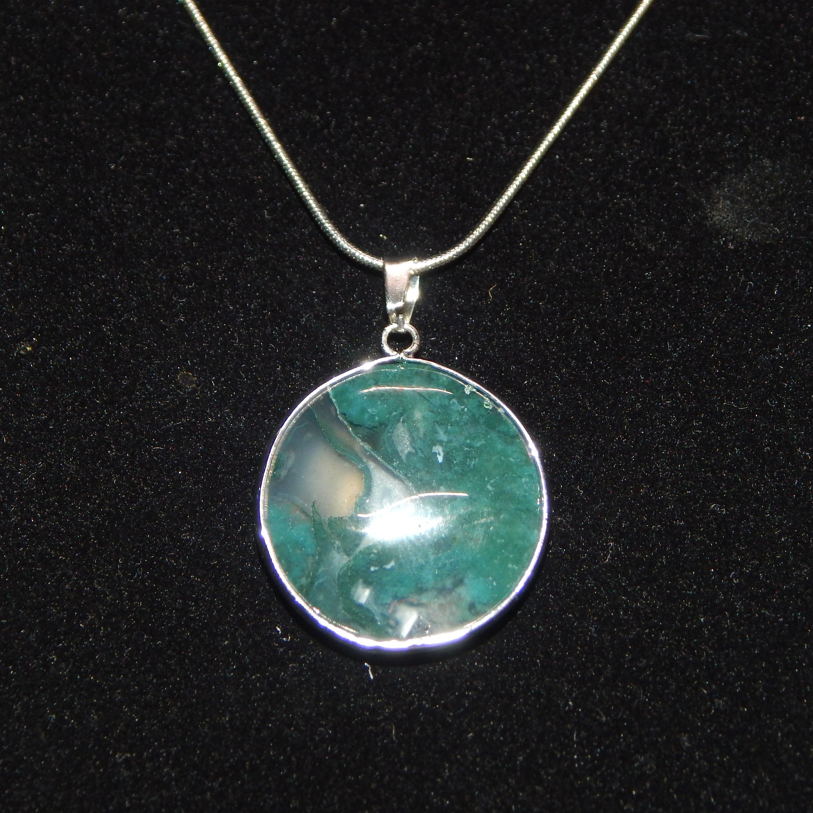 Moss Agate Circle Pendant