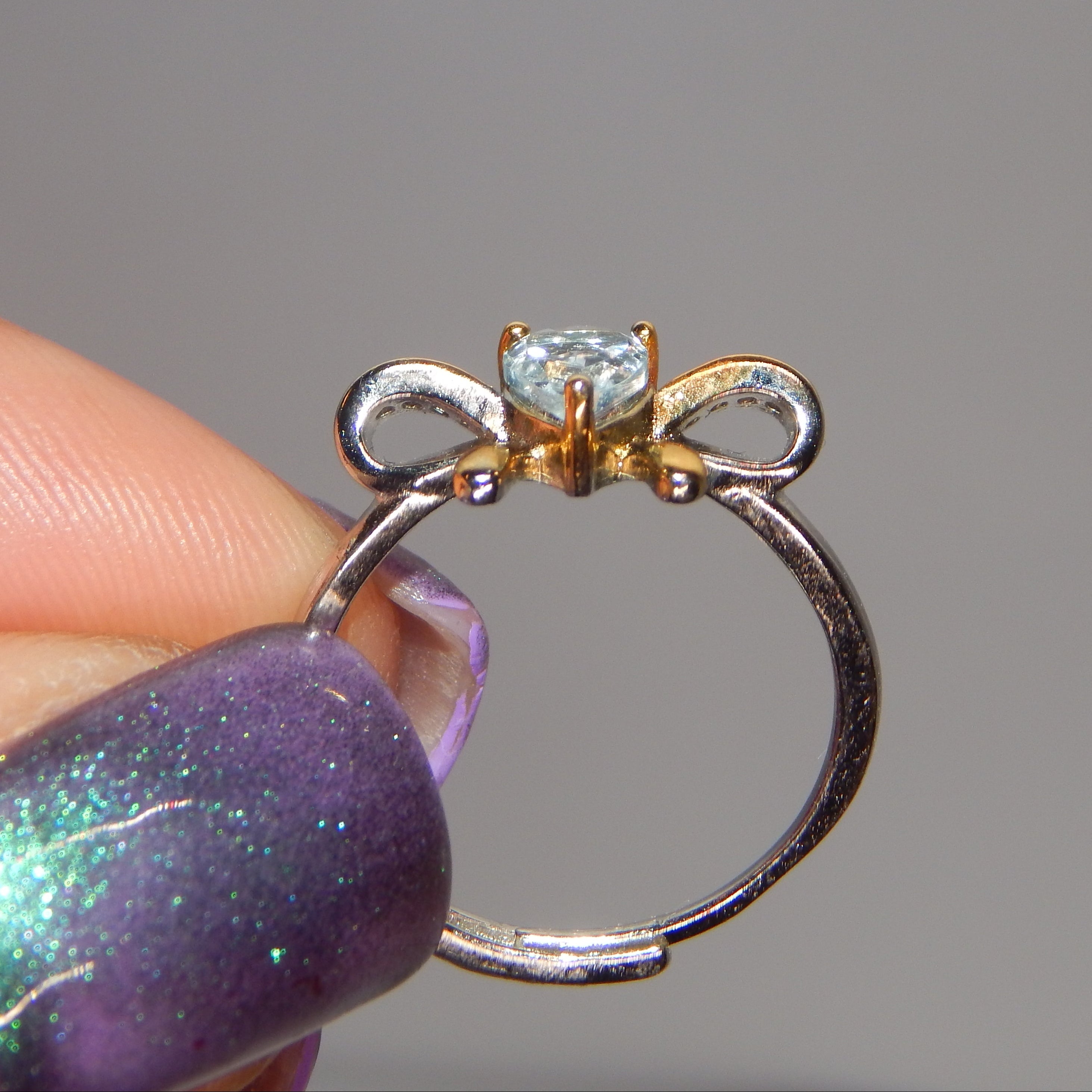 Blue Topaz Teardrop Bow Ring - Adjustable