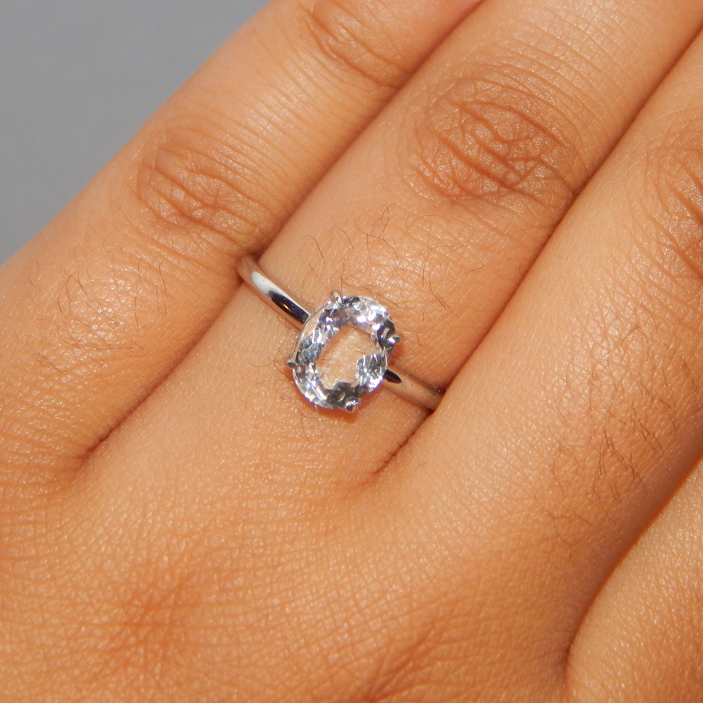 Clear Quartz Oval Ring - Adjustable (S925 Silver band)