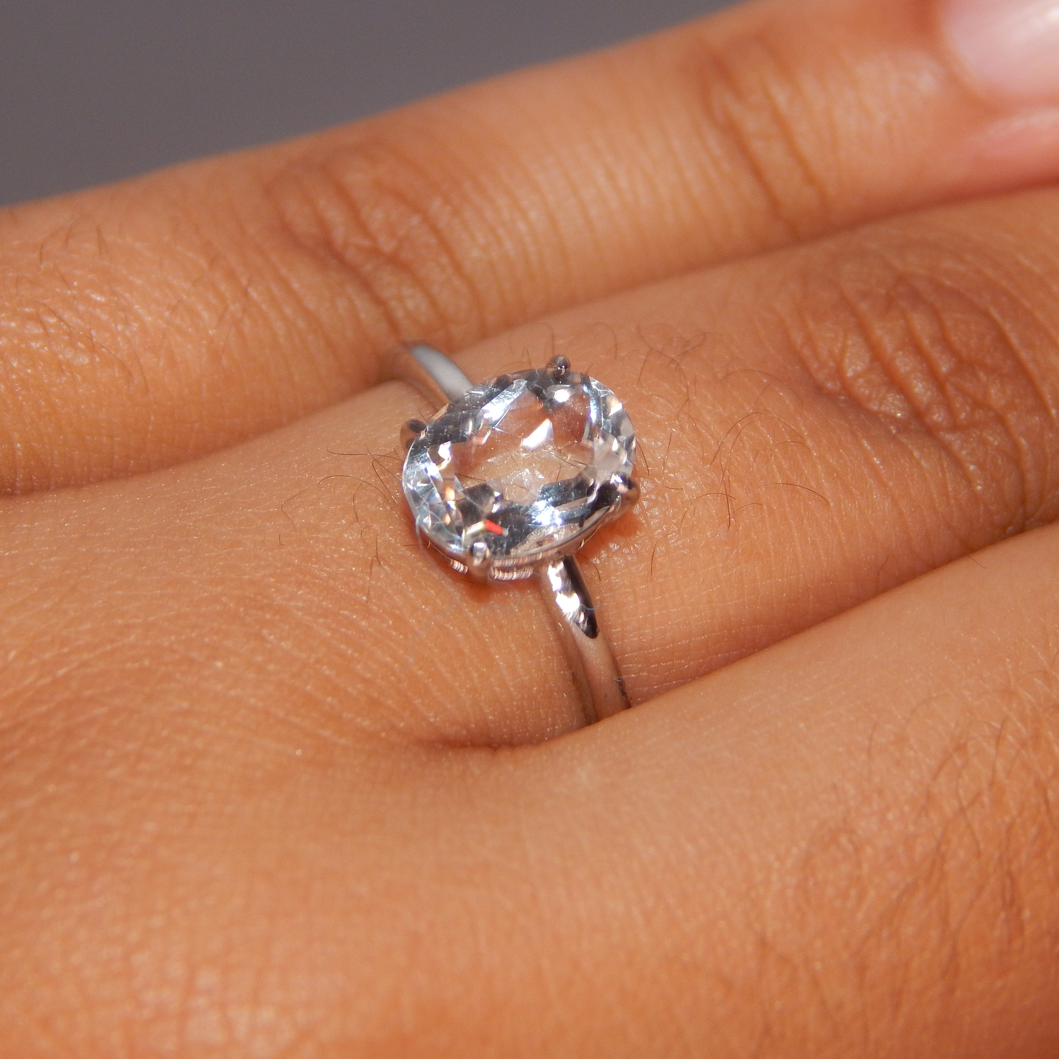 Clear Quartz Oval Ring - Adjustable (S925 Silver band)