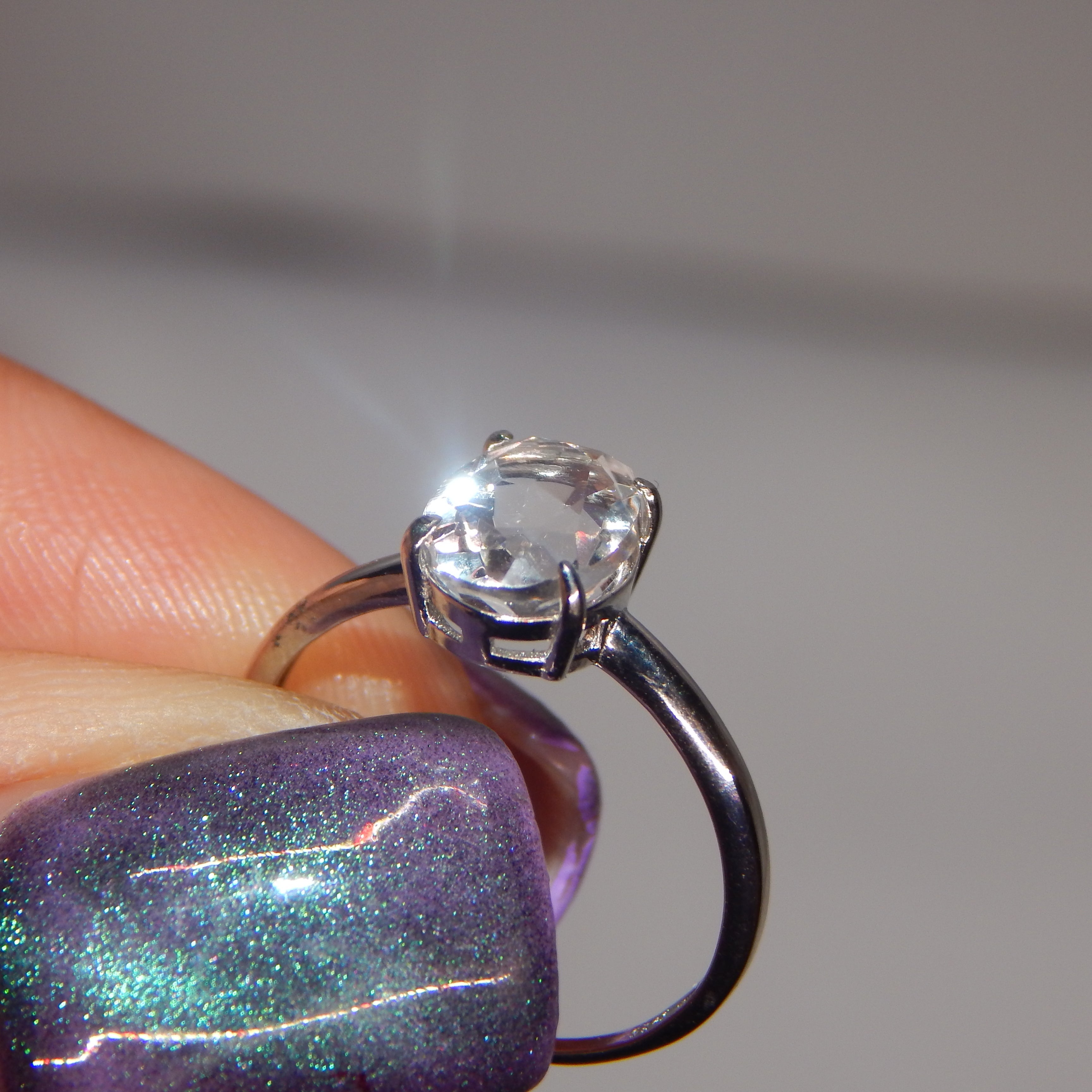 Clear Quartz Oval Ring - Adjustable (S925 Silver band)