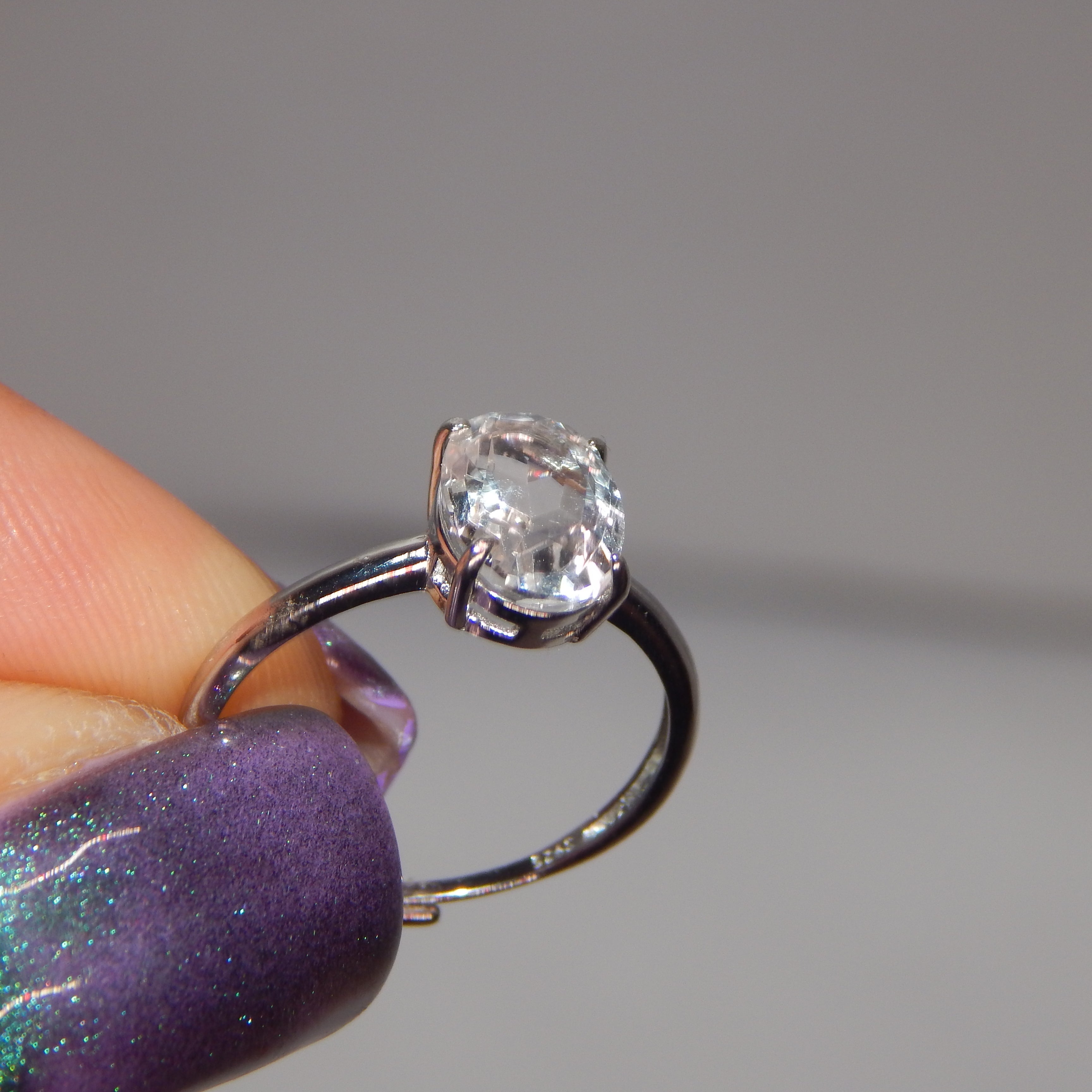 Clear Quartz Oval Ring - Adjustable (S925 Silver band)
