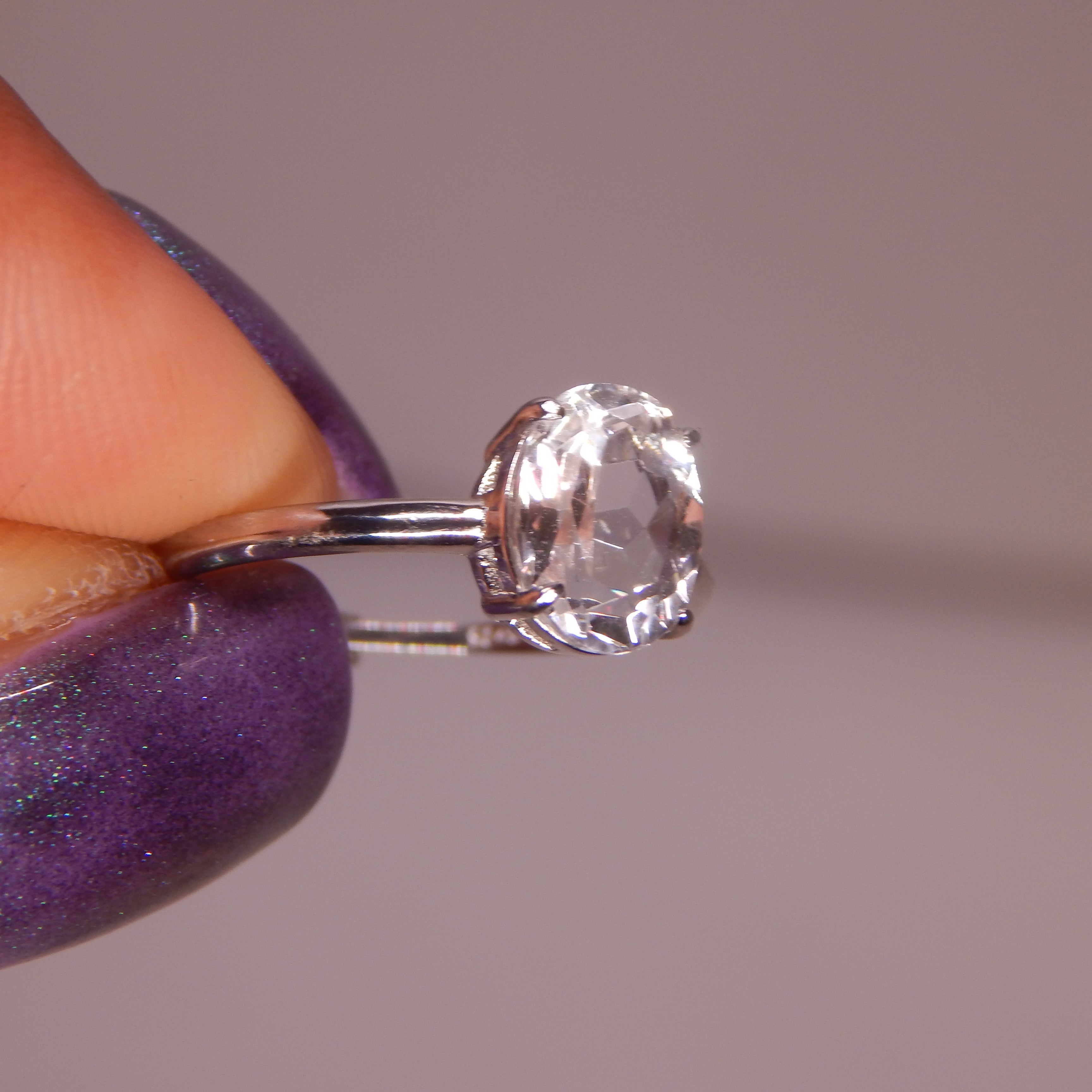 Clear Quartz Oval Ring - Adjustable (S925 Silver band)