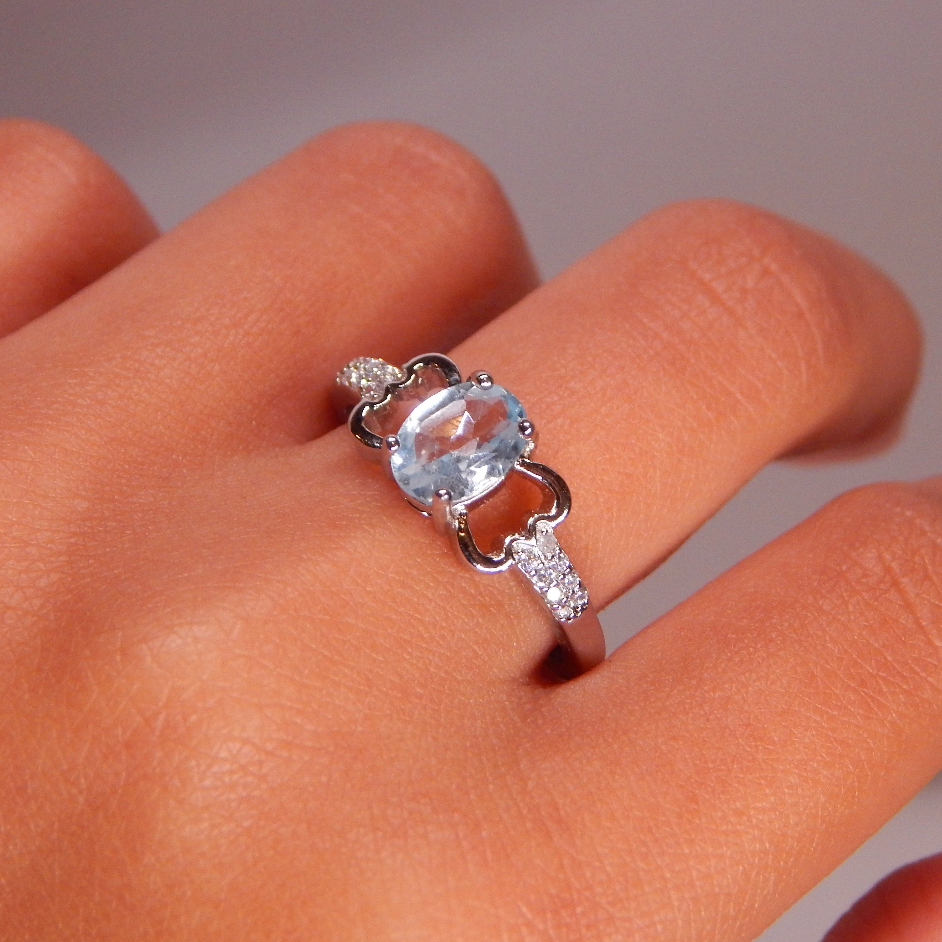 Blue Topaz Oval Bow Ring - Adjustable