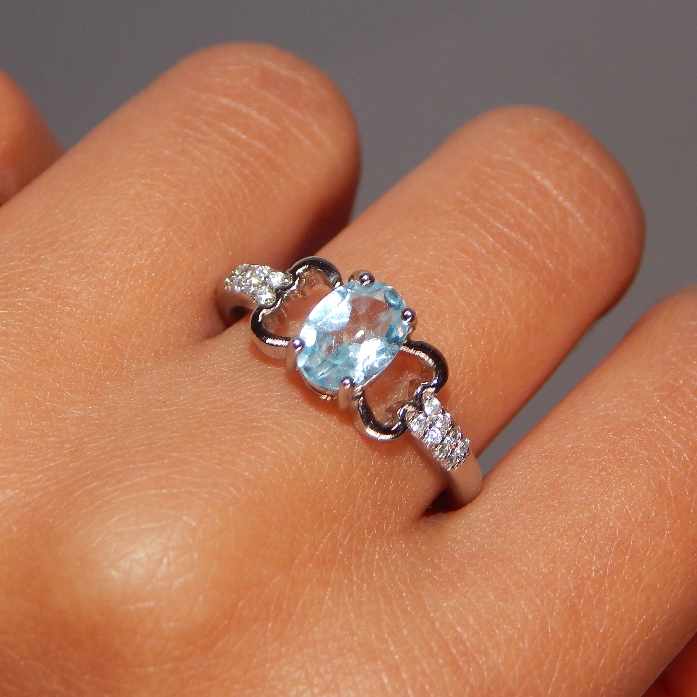 Blue Topaz Oval Bow Ring - Adjustable