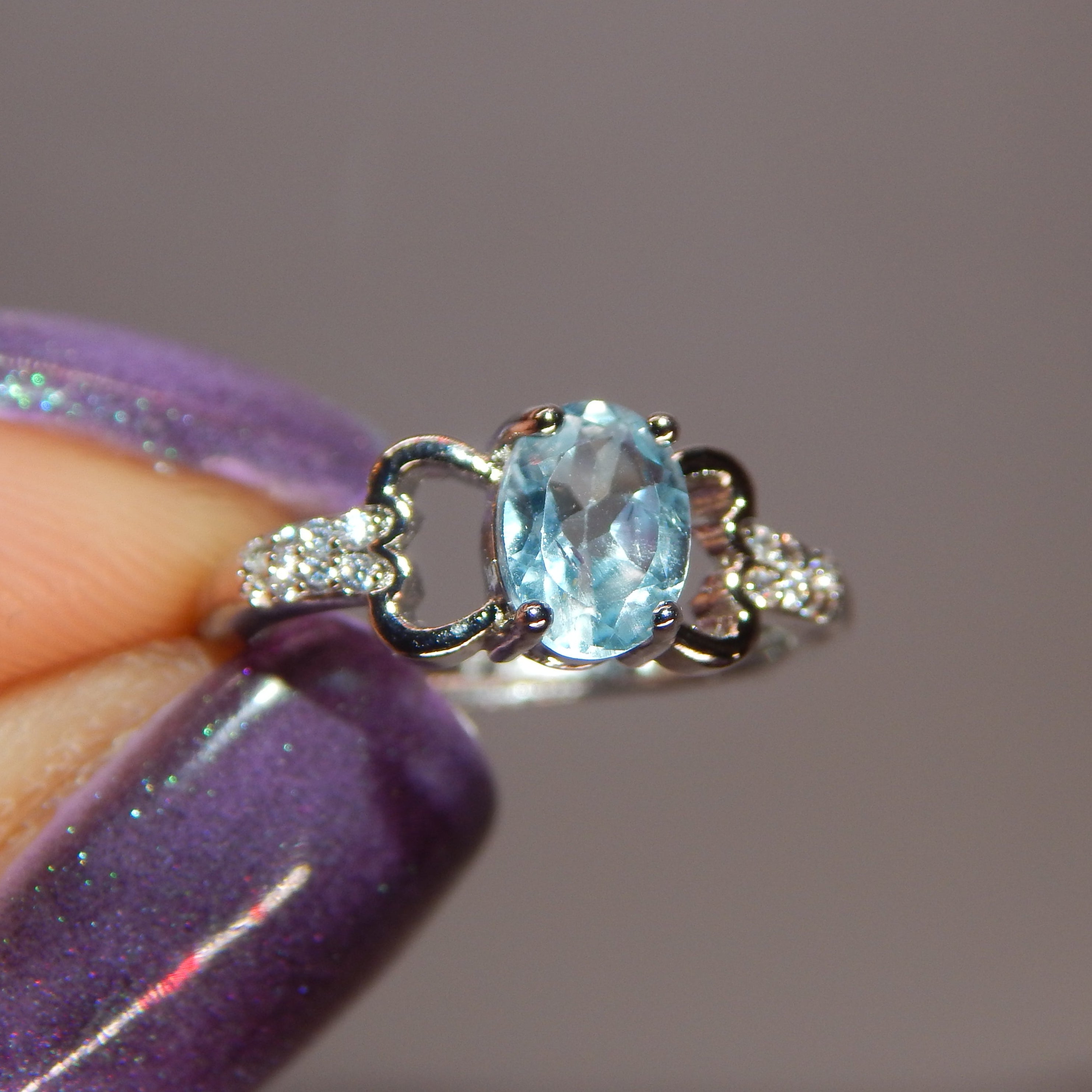 Blue Topaz Oval Bow Ring - Adjustable