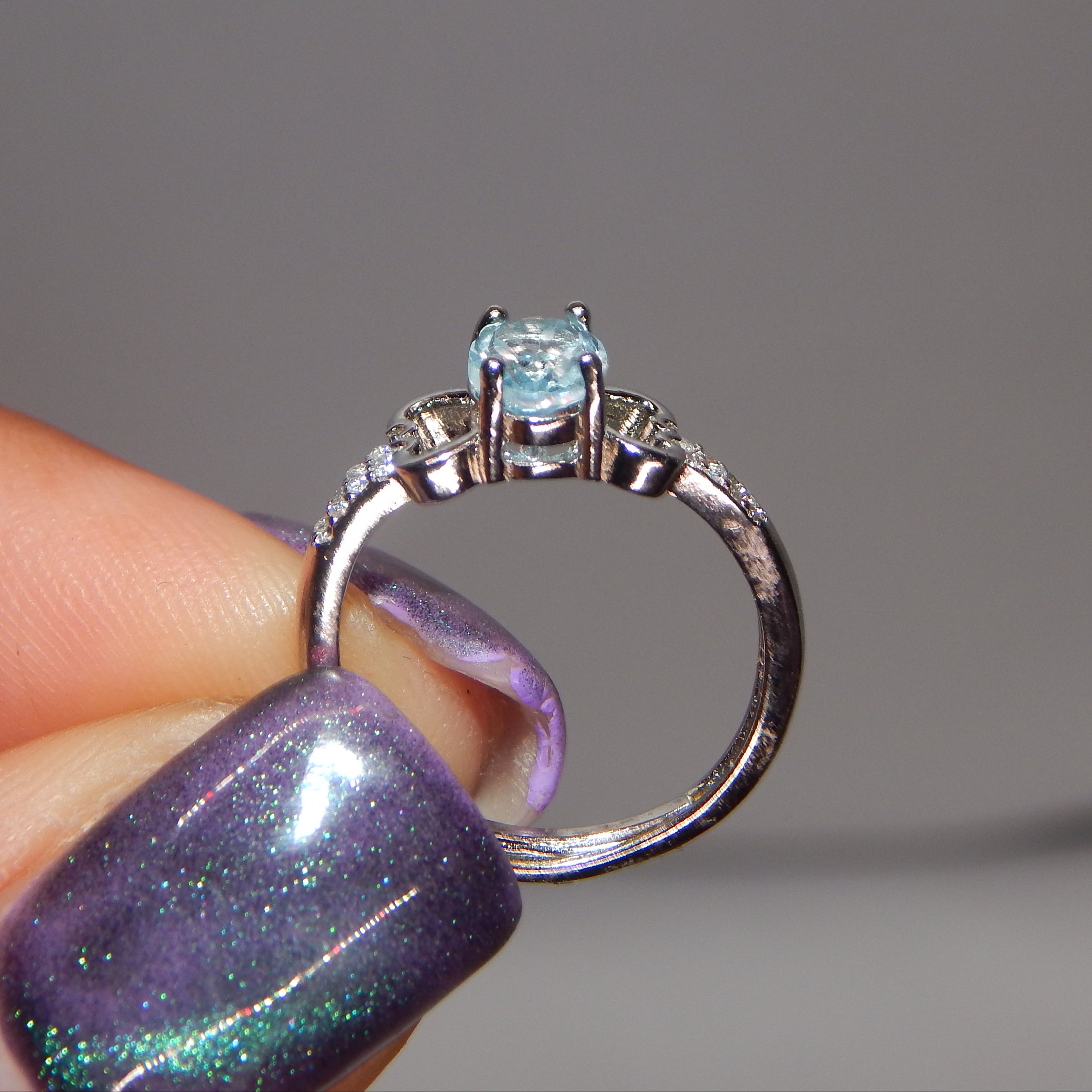 Blue Topaz Oval Bow Ring - Adjustable