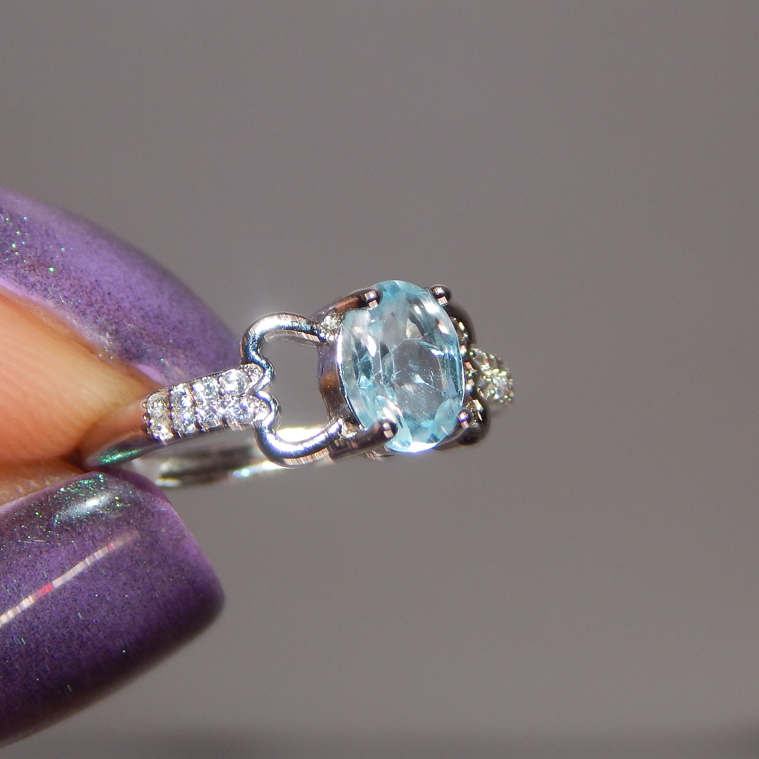 Blue Topaz Oval Bow Ring - Adjustable
