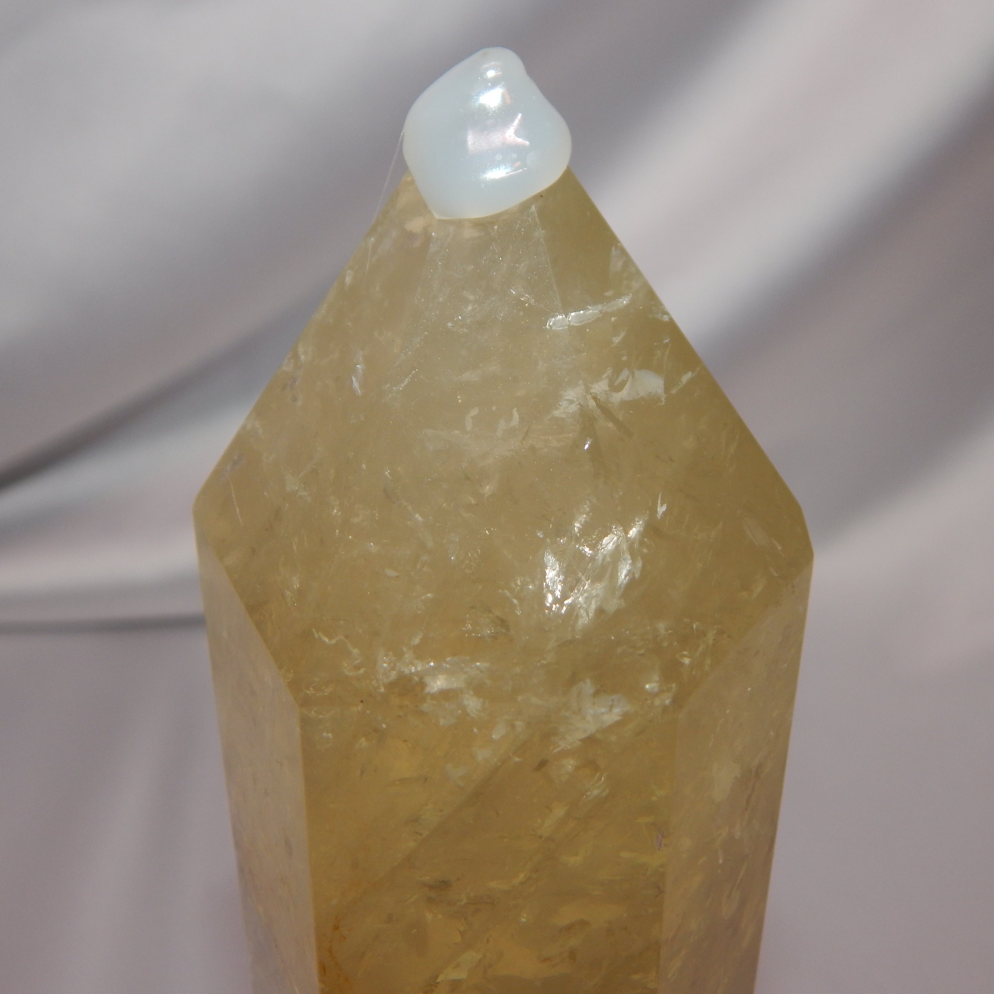 Citrine Tower w/ Golden Healer - On Wooden Stand - HQ