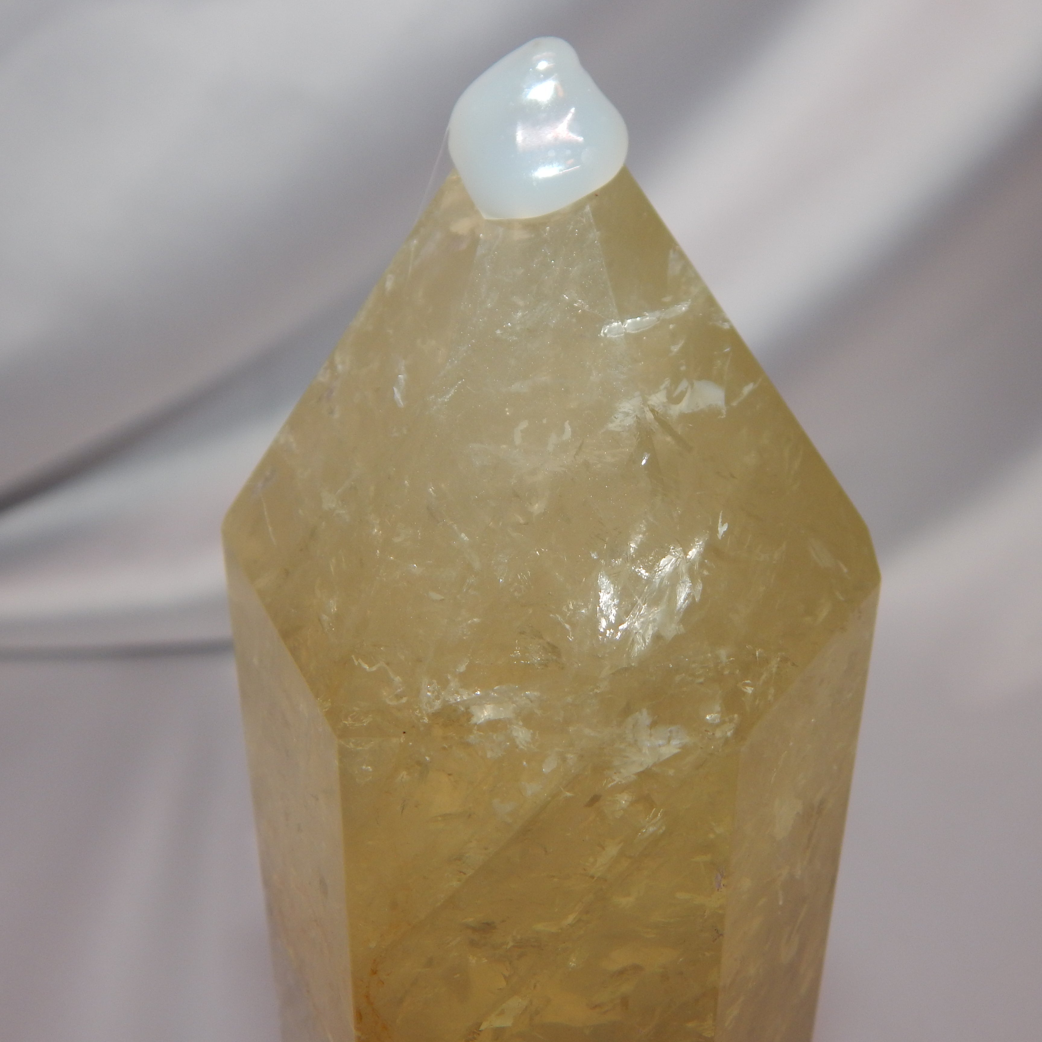 Citrine Tower w/ Golden Healer - On Wooden Stand - HQ