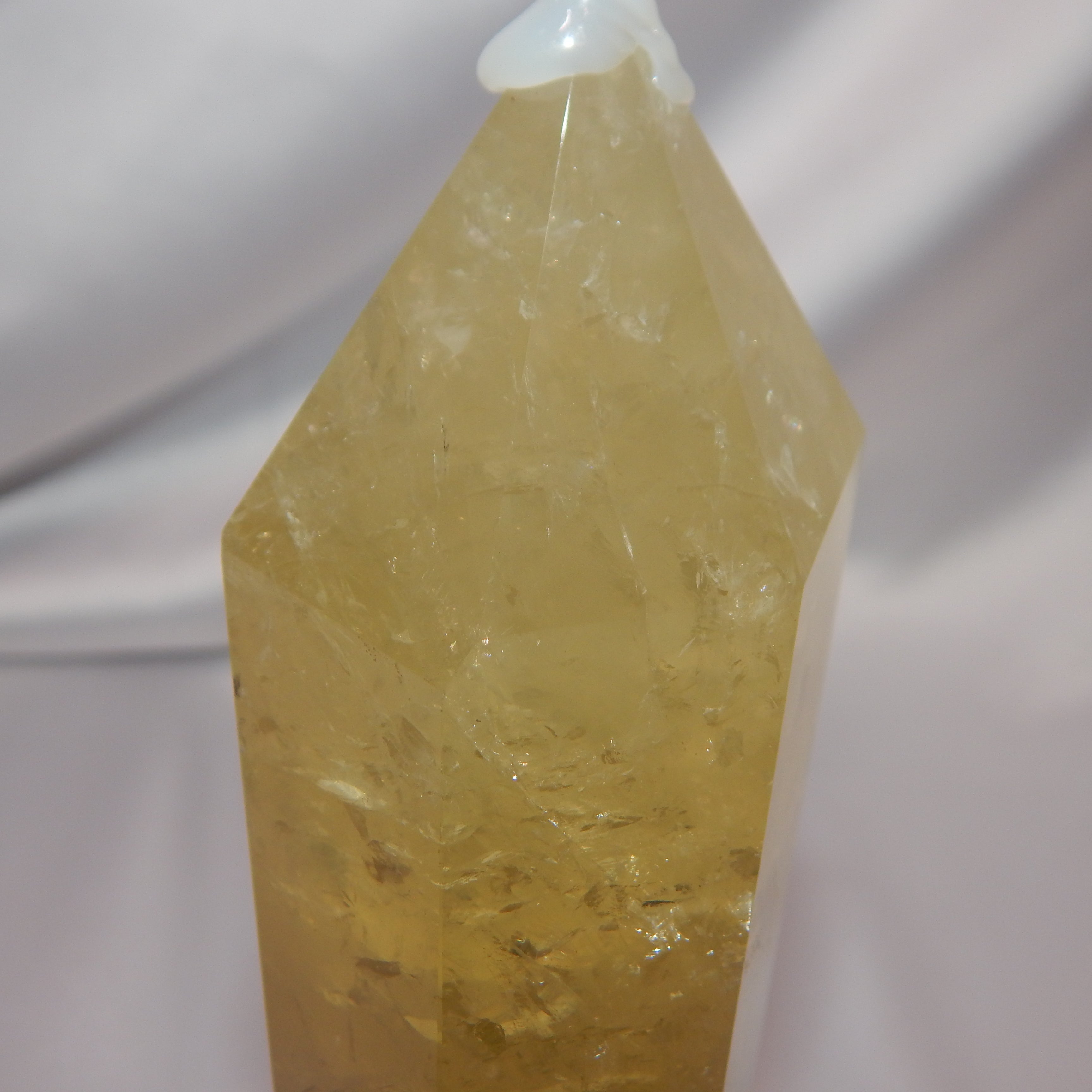 Citrine Tower w/ Golden Healer - On Wooden Stand - HQ