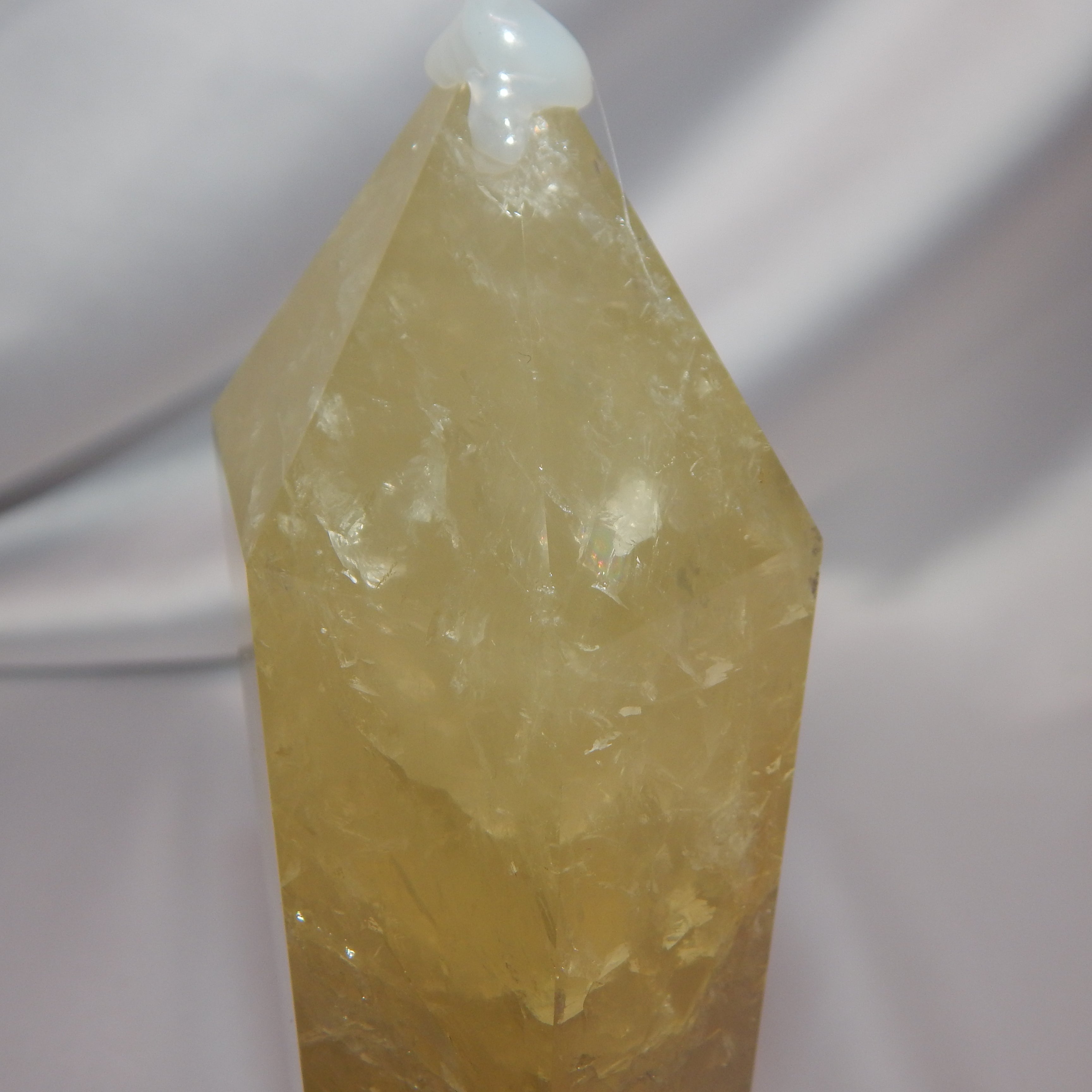 Citrine Tower w/ Golden Healer - On Wooden Stand - HQ