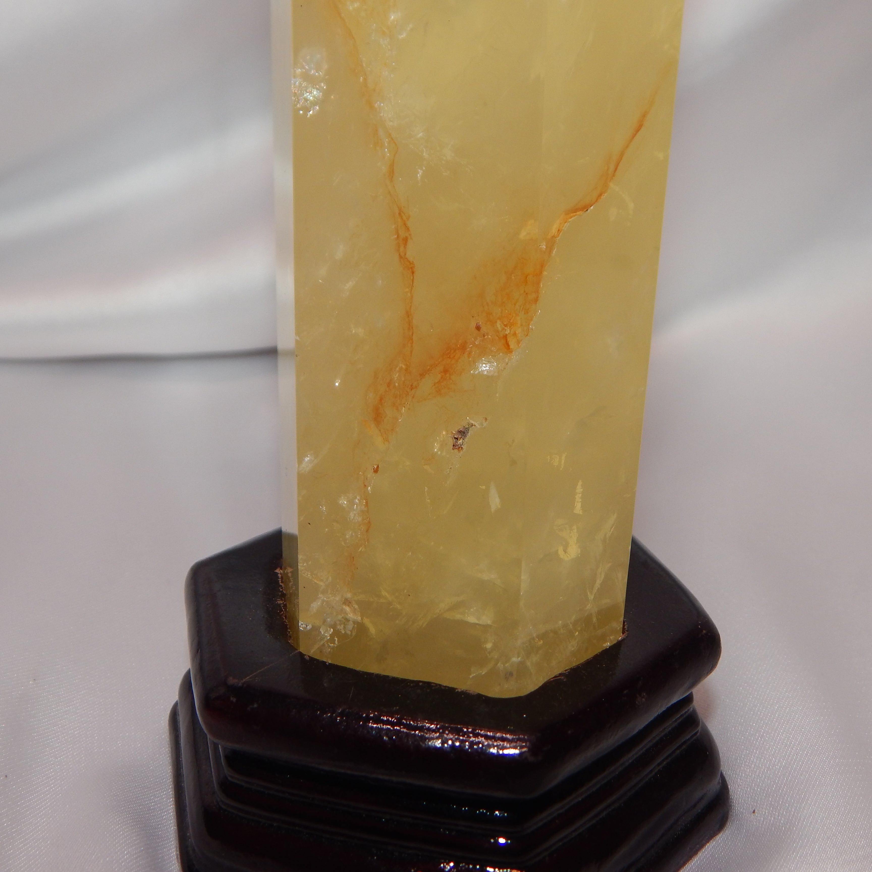 Citrine Tower w/ Golden Healer - On Wooden Stand - HQ