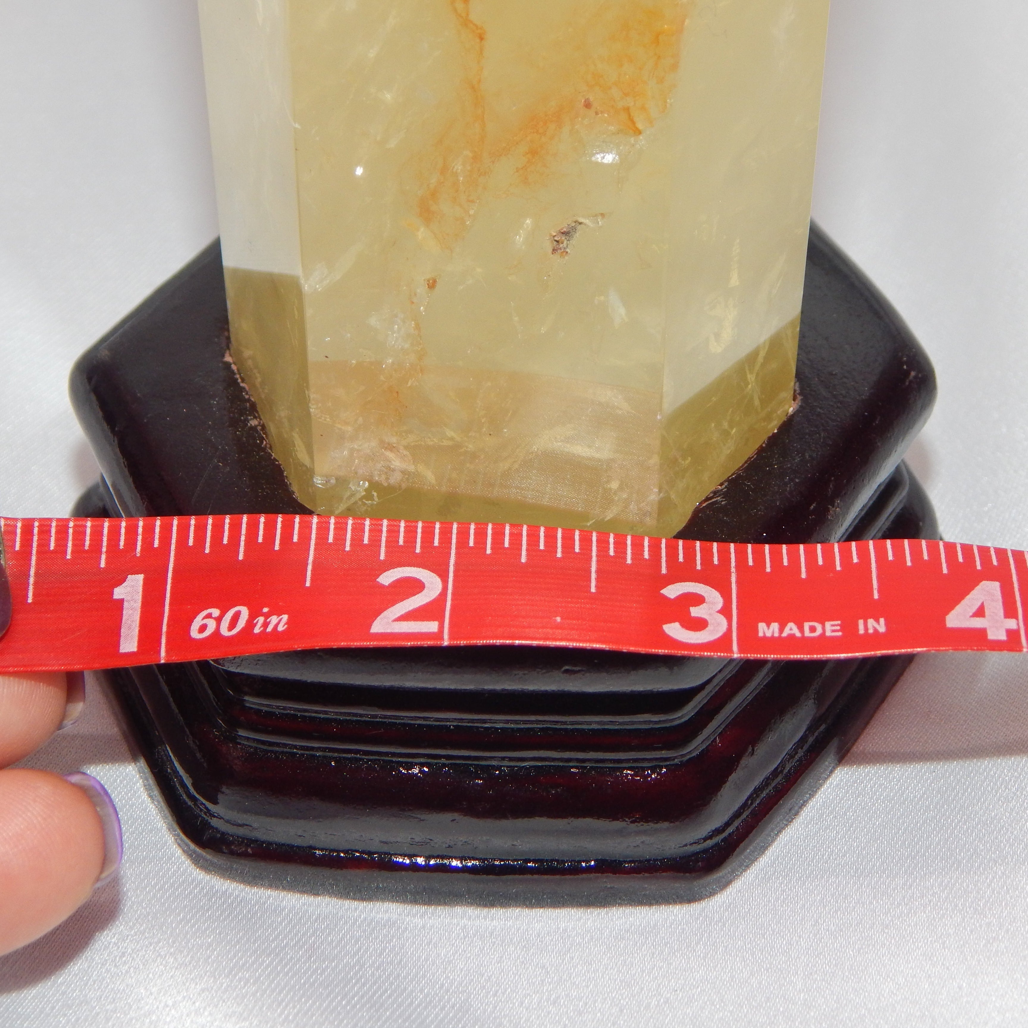 Citrine Tower w/ Golden Healer - On Wooden Stand - HQ