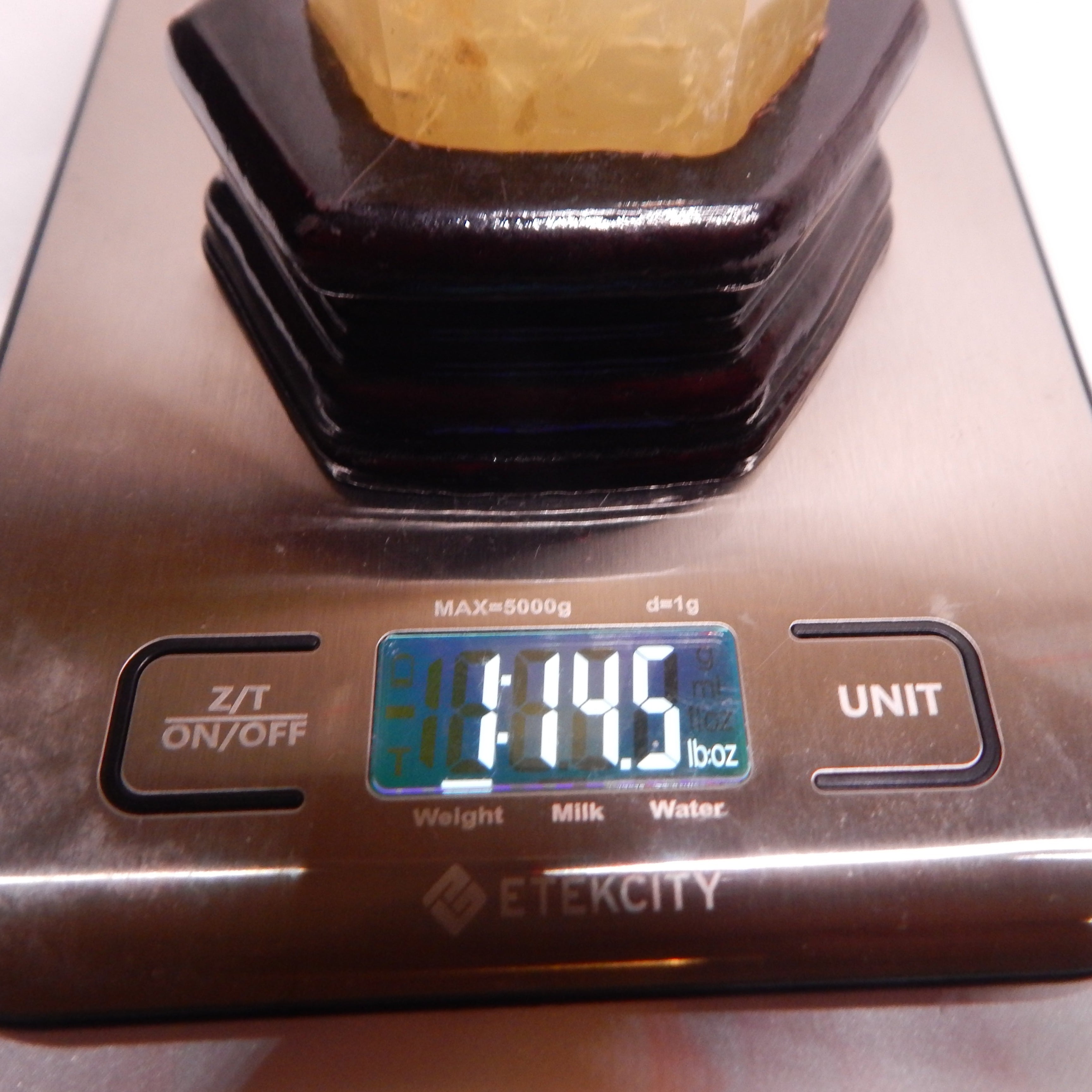 Citrine Tower w/ Golden Healer - On Wooden Stand - HQ