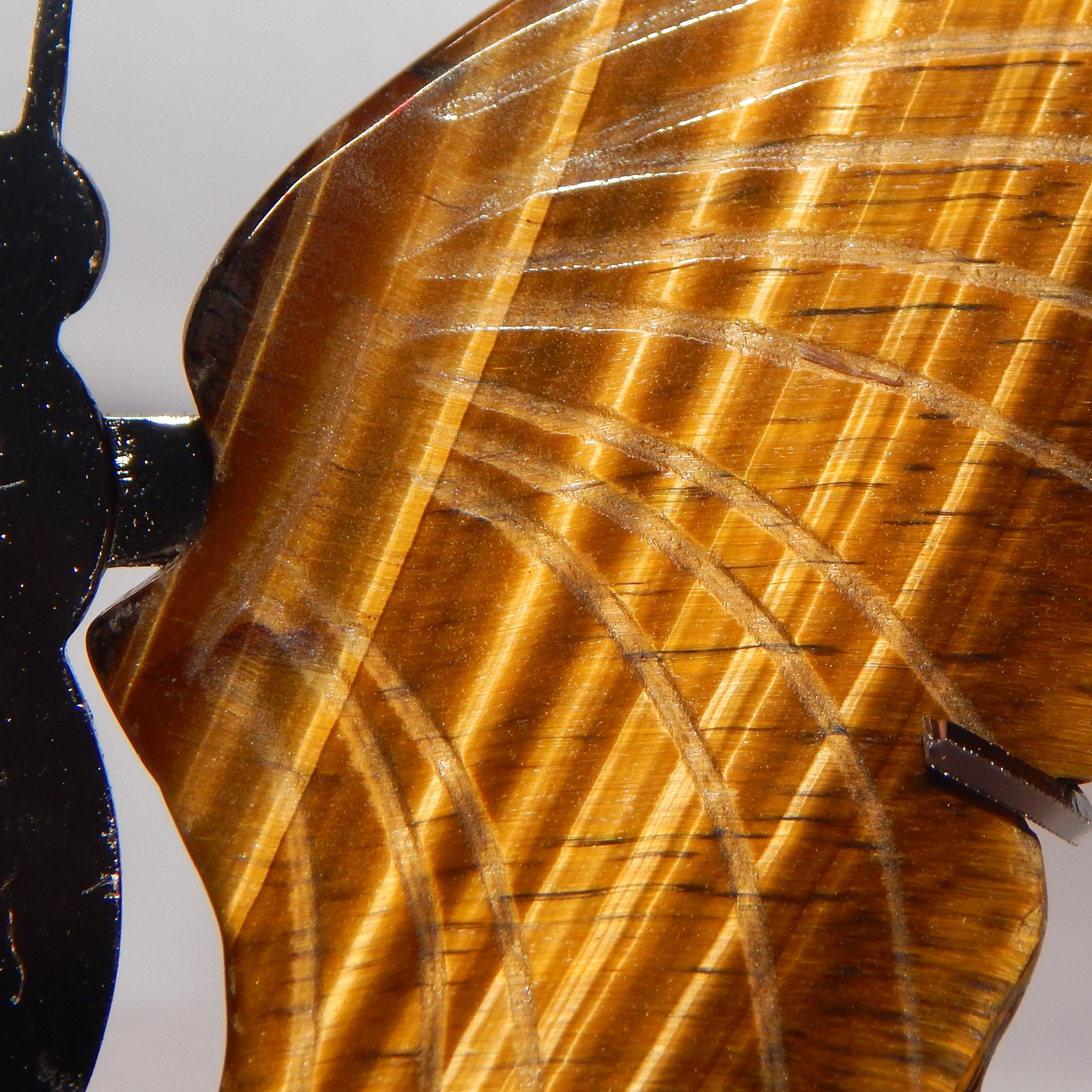 Yellow Tiger's Eye Butterfly Wings on dark bronze stand