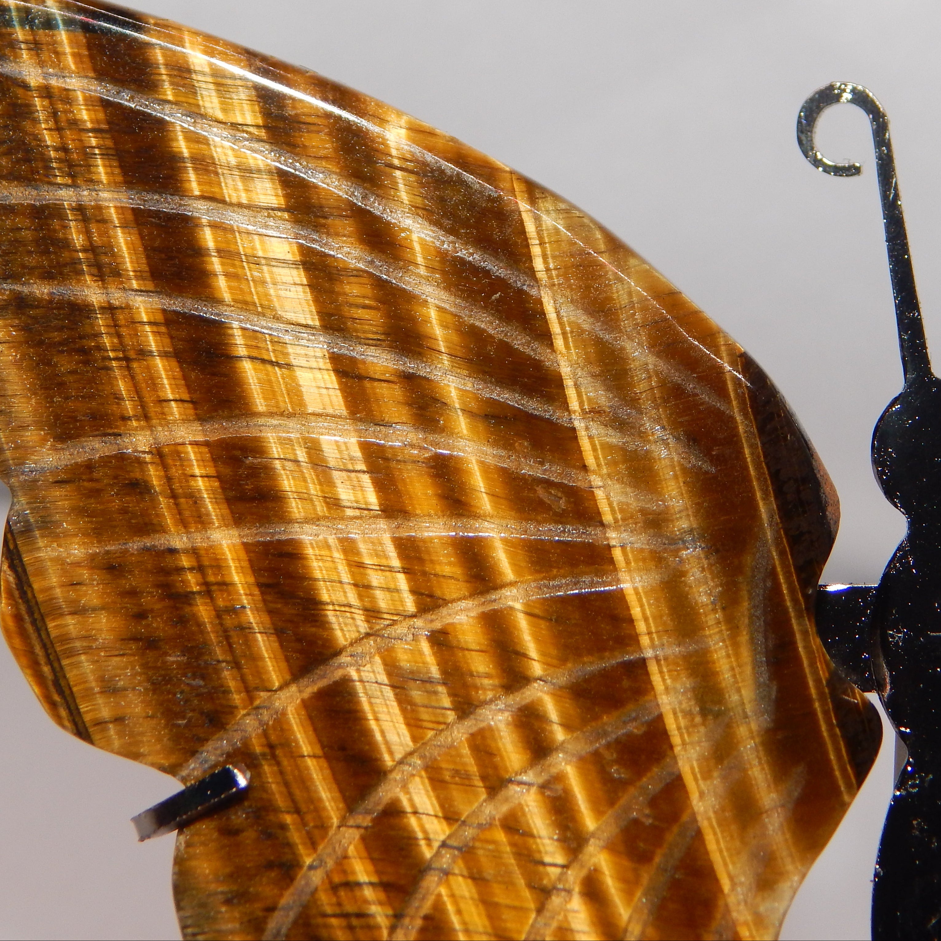 Yellow Tiger's Eye Butterfly Wings on dark bronze stand