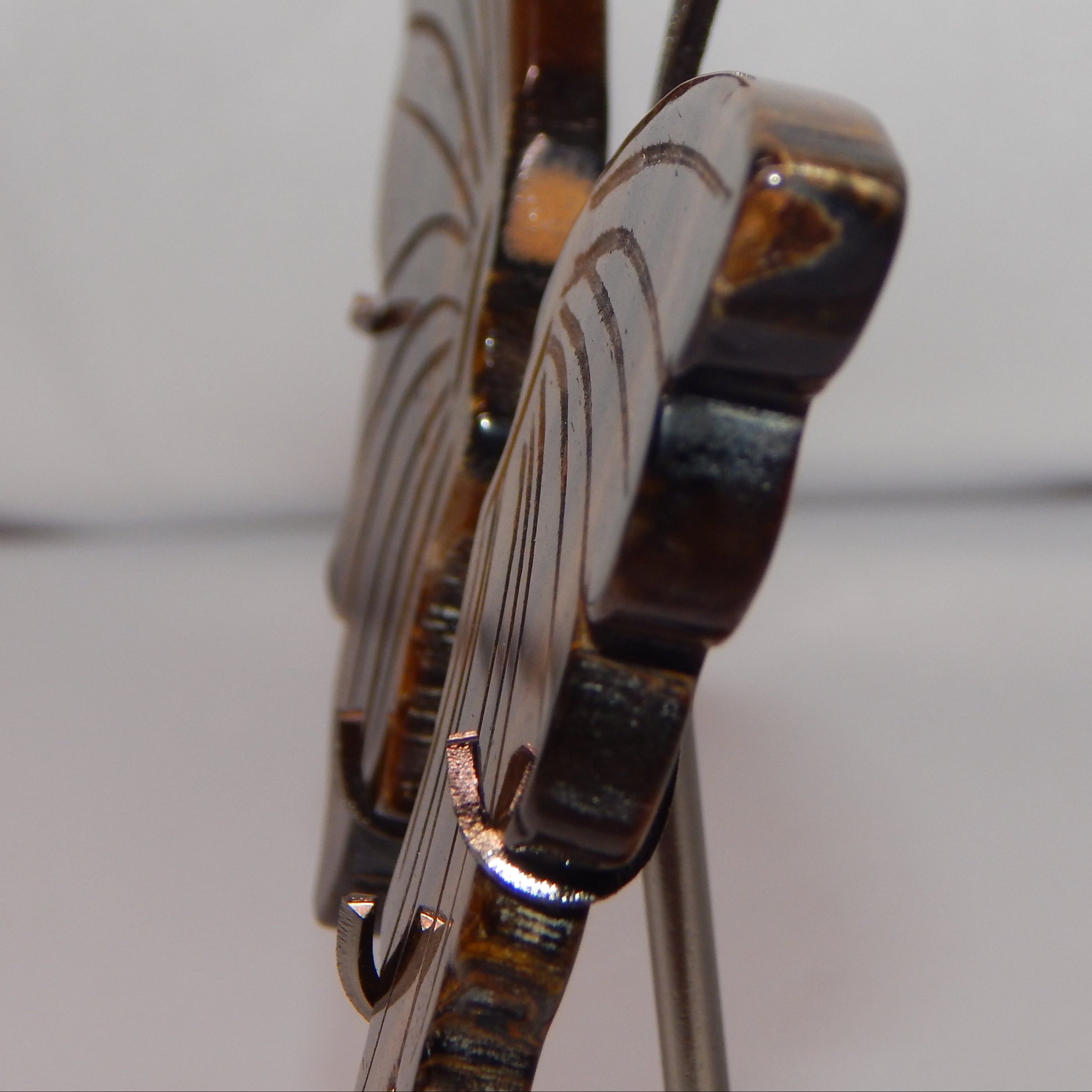 Yellow Tiger's Eye Butterfly Wings on dark bronze stand