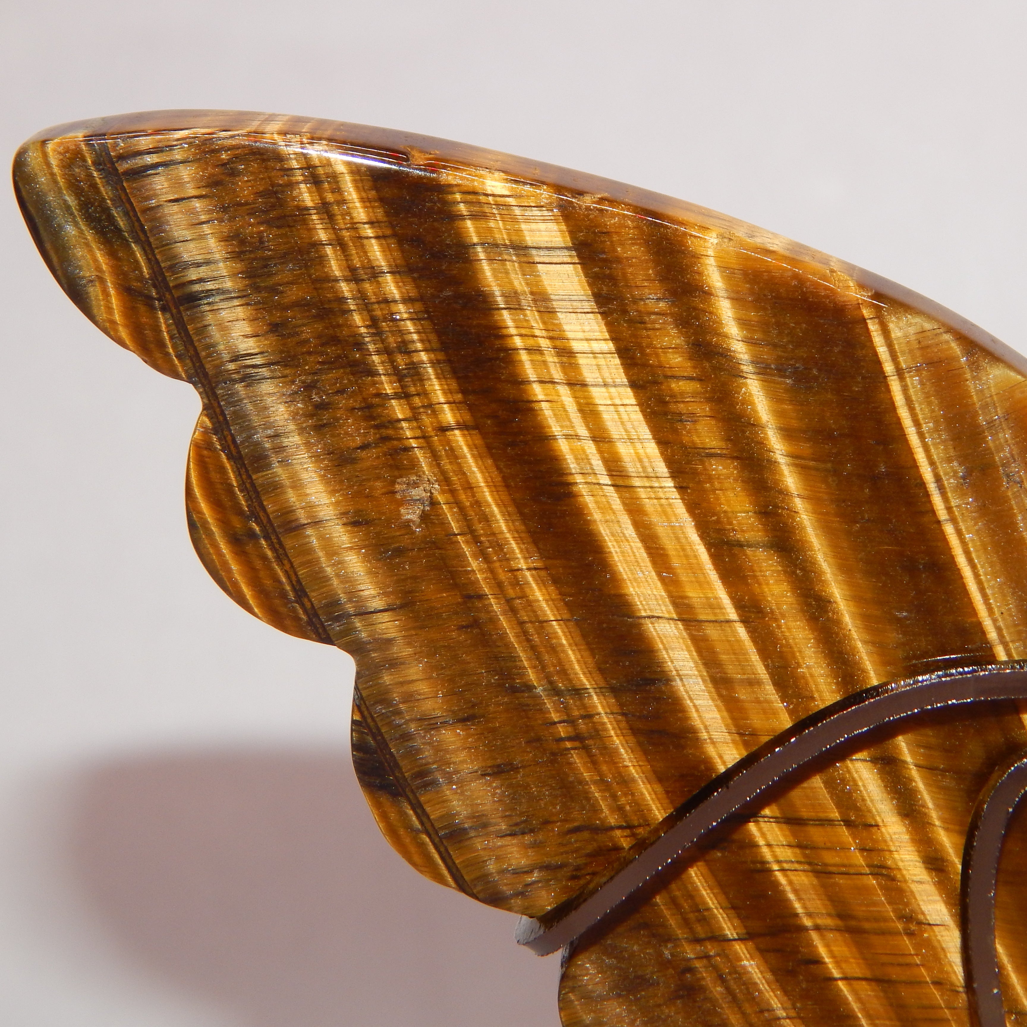 Yellow Tiger's Eye Butterfly Wings on dark bronze stand