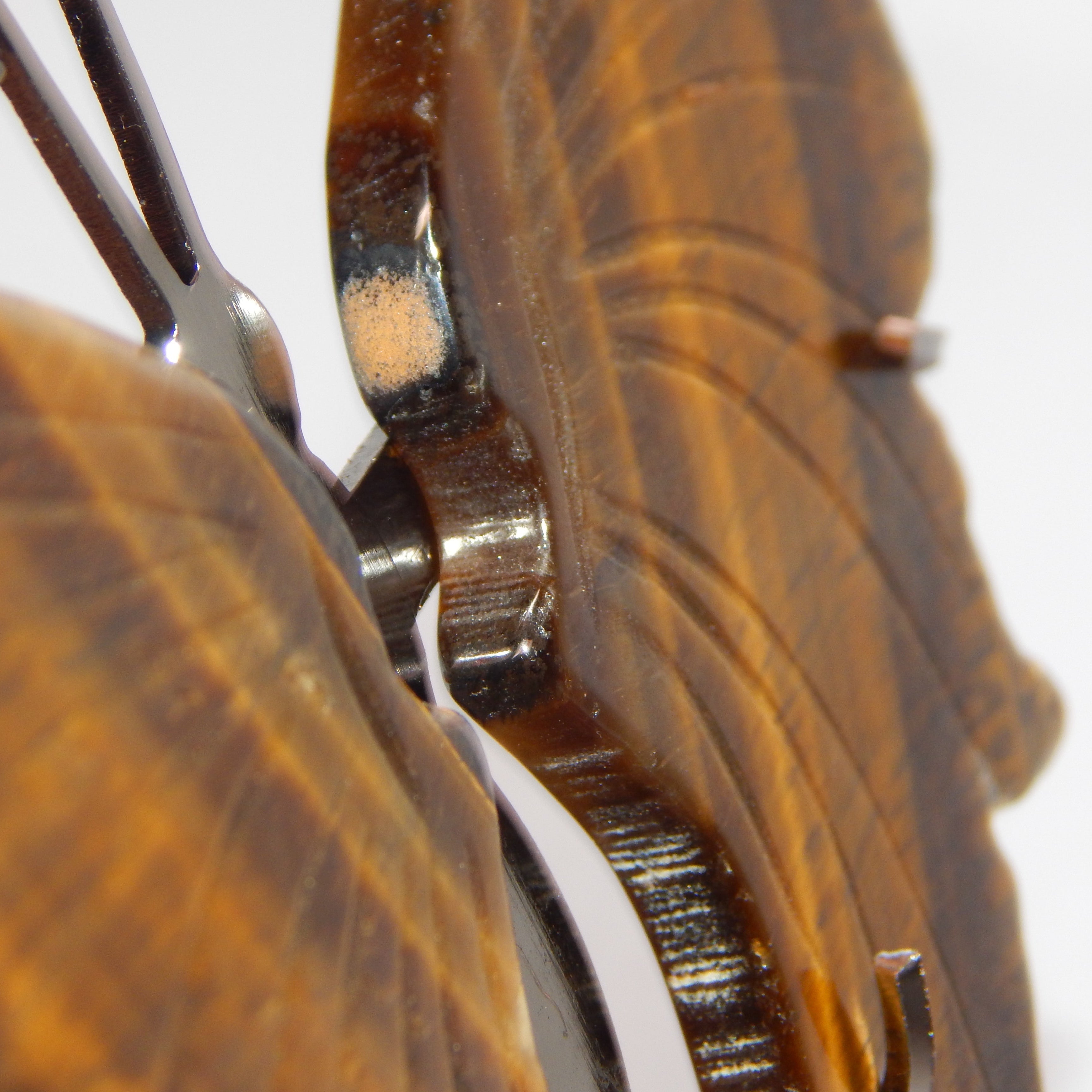 Yellow Tiger's Eye Butterfly Wings on dark bronze stand