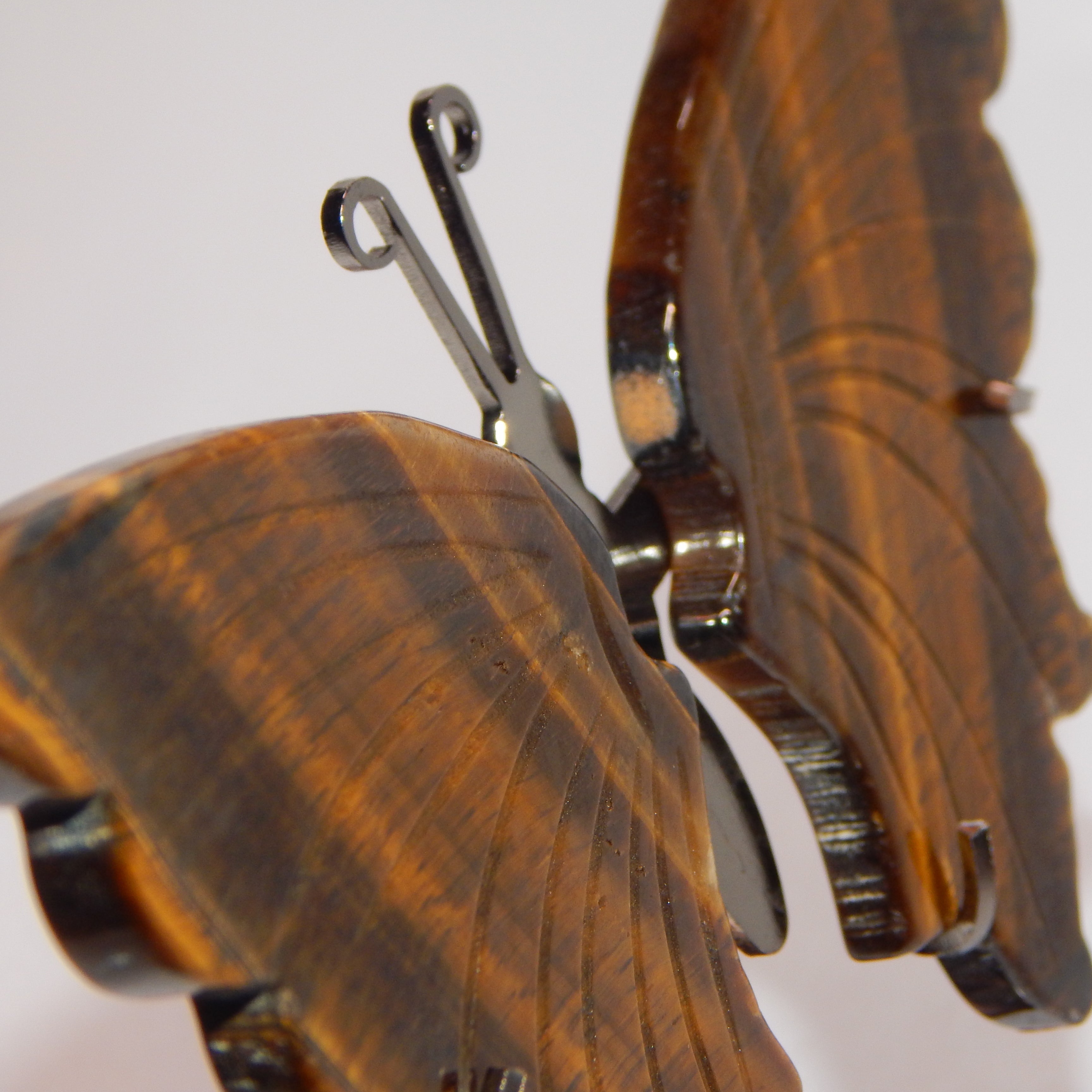 Yellow Tiger's Eye Butterfly Wings on dark bronze stand