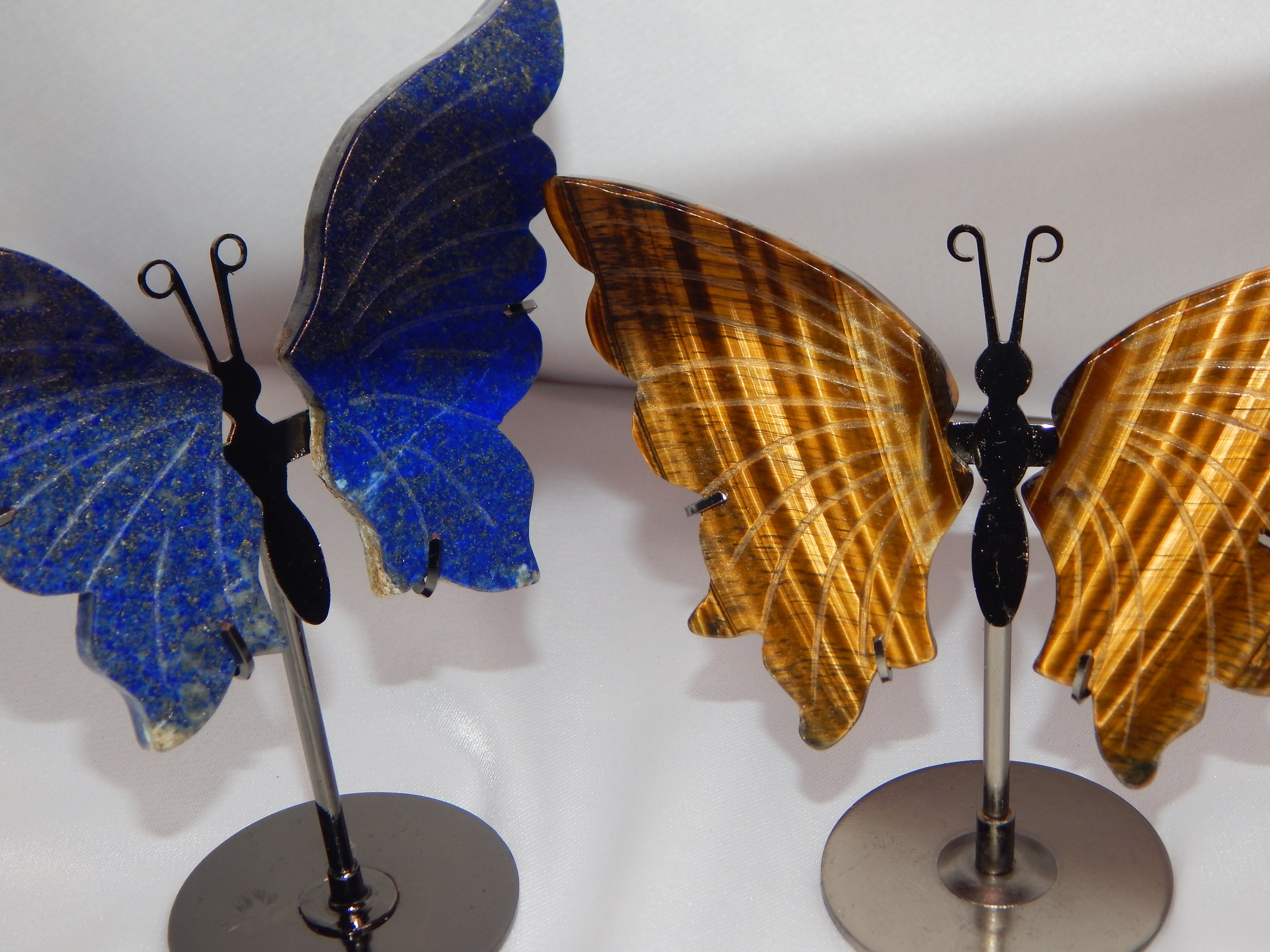 Yellow Tiger's Eye Butterfly Wings on dark bronze stand
