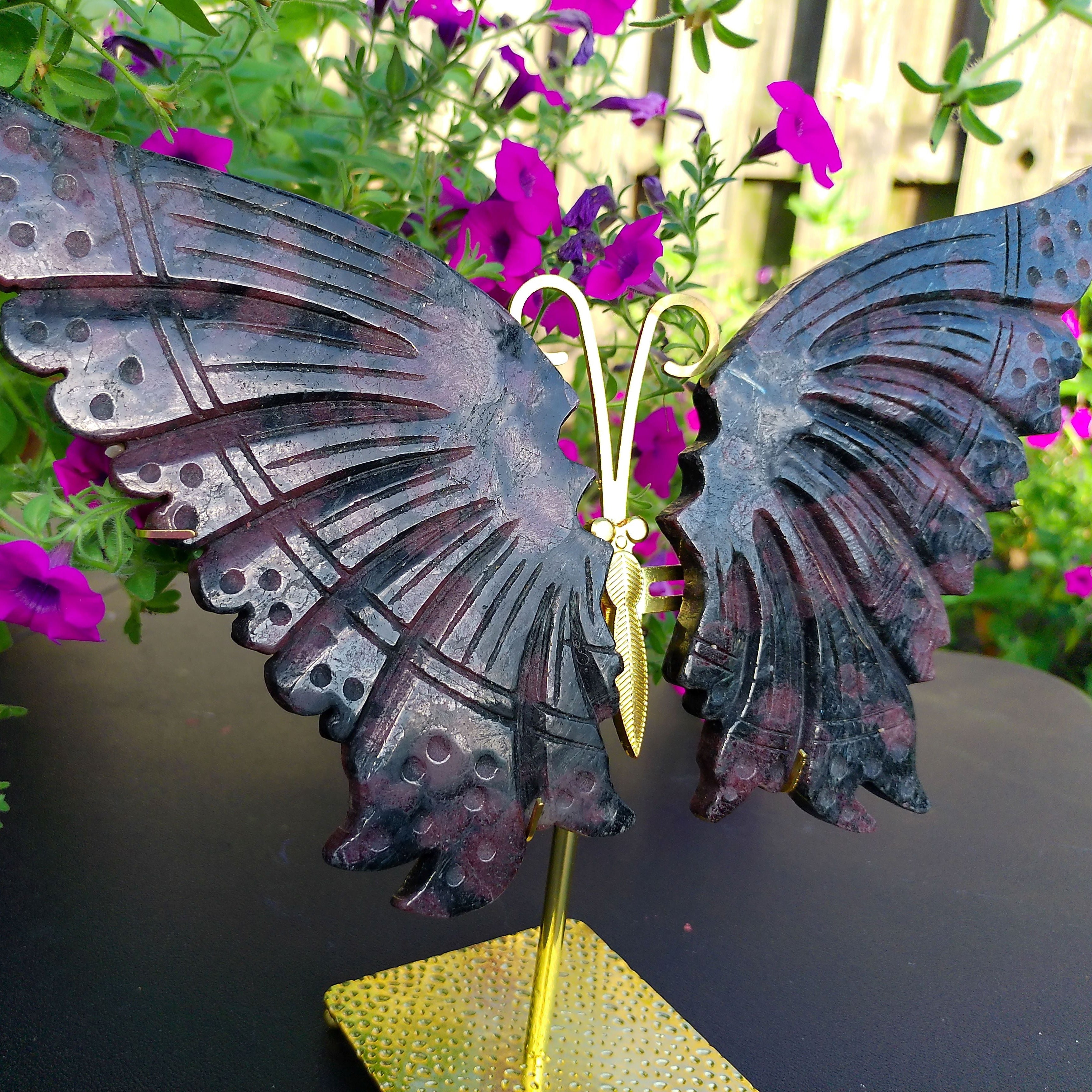 Large Garnet Butterfly Wings on gold stand