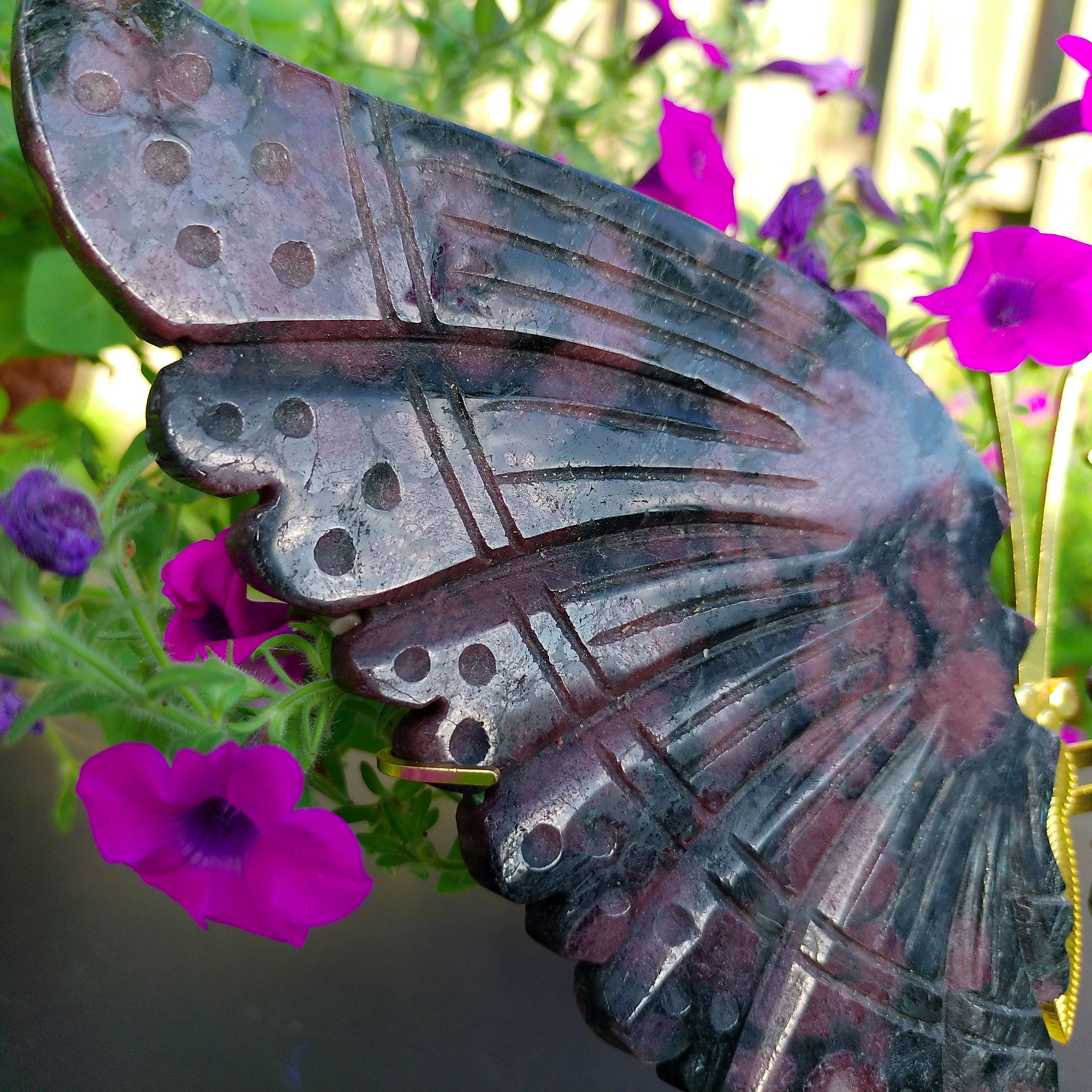 Large Garnet Butterfly Wings on gold stand