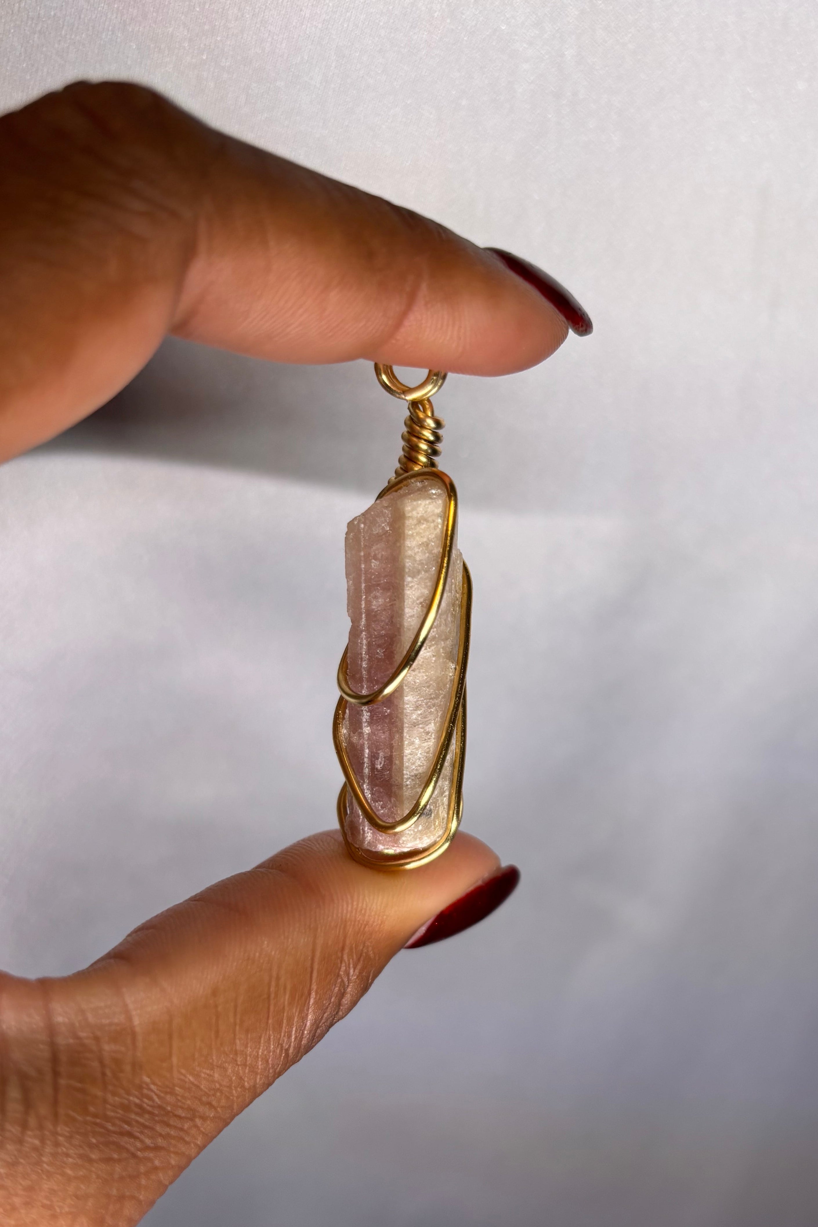 Copper-wrapped Watermelon Tourmaline Pendant