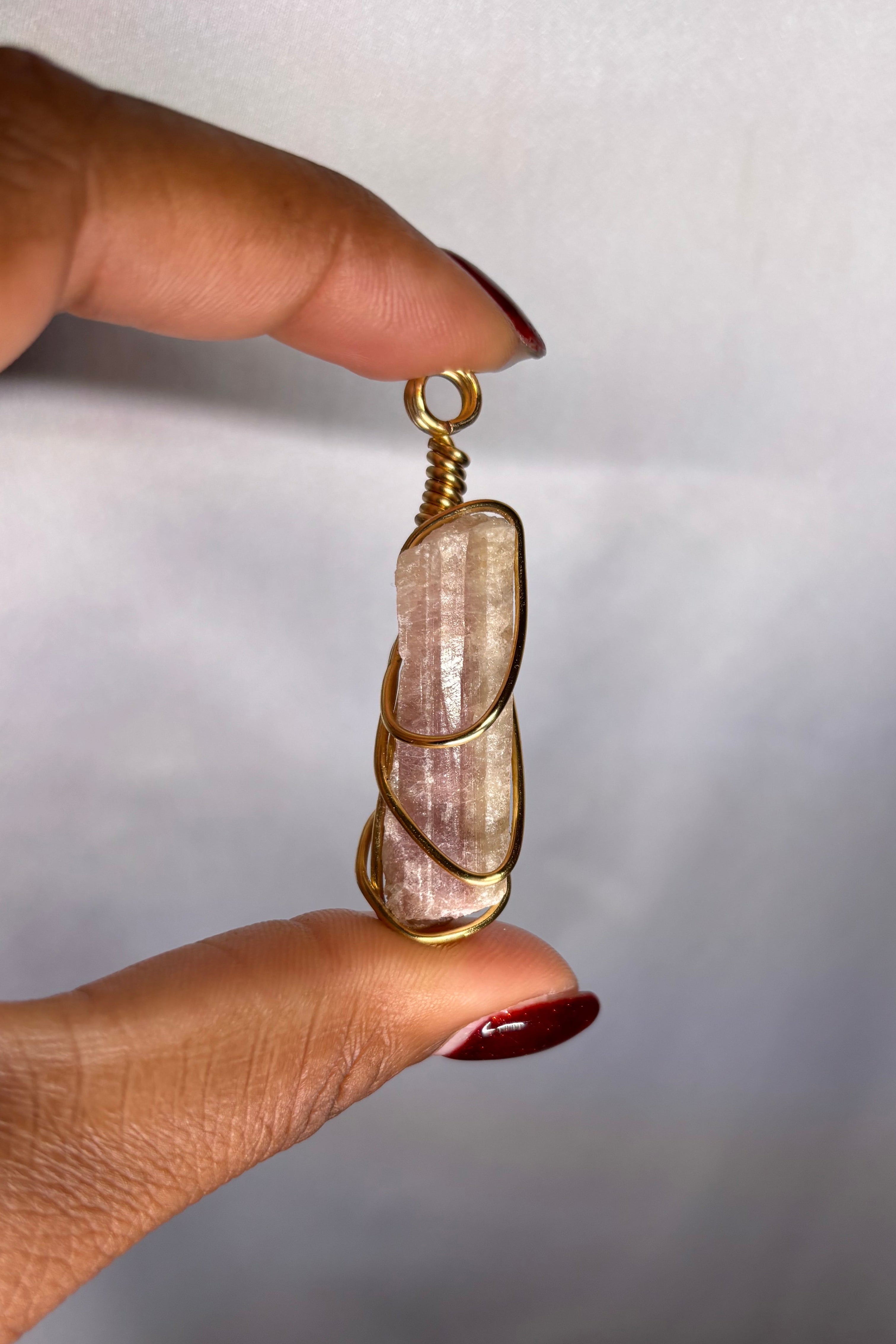 Copper-wrapped Watermelon Tourmaline Pendant