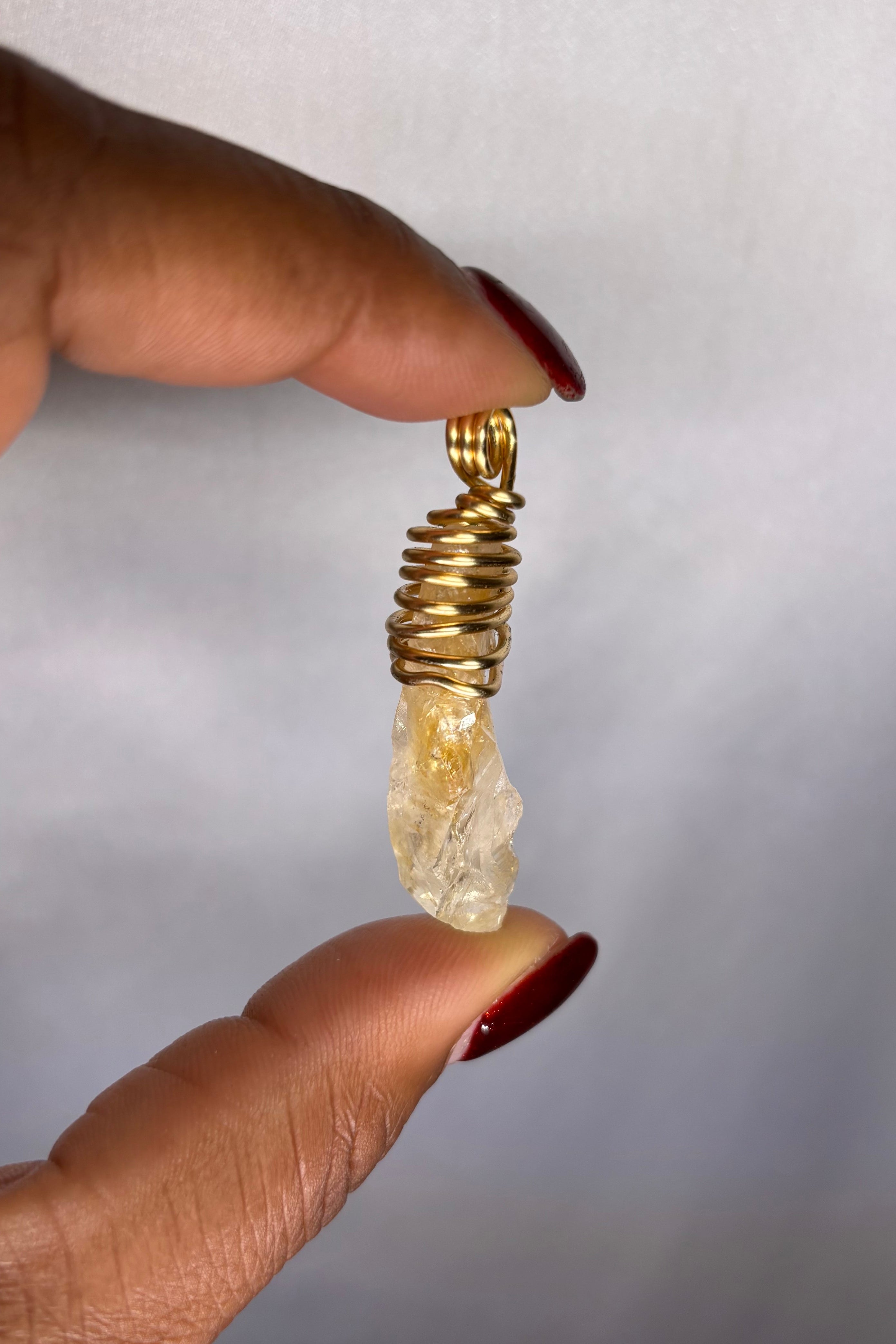 Copper-wrapped Citrine Pendant (Raw)