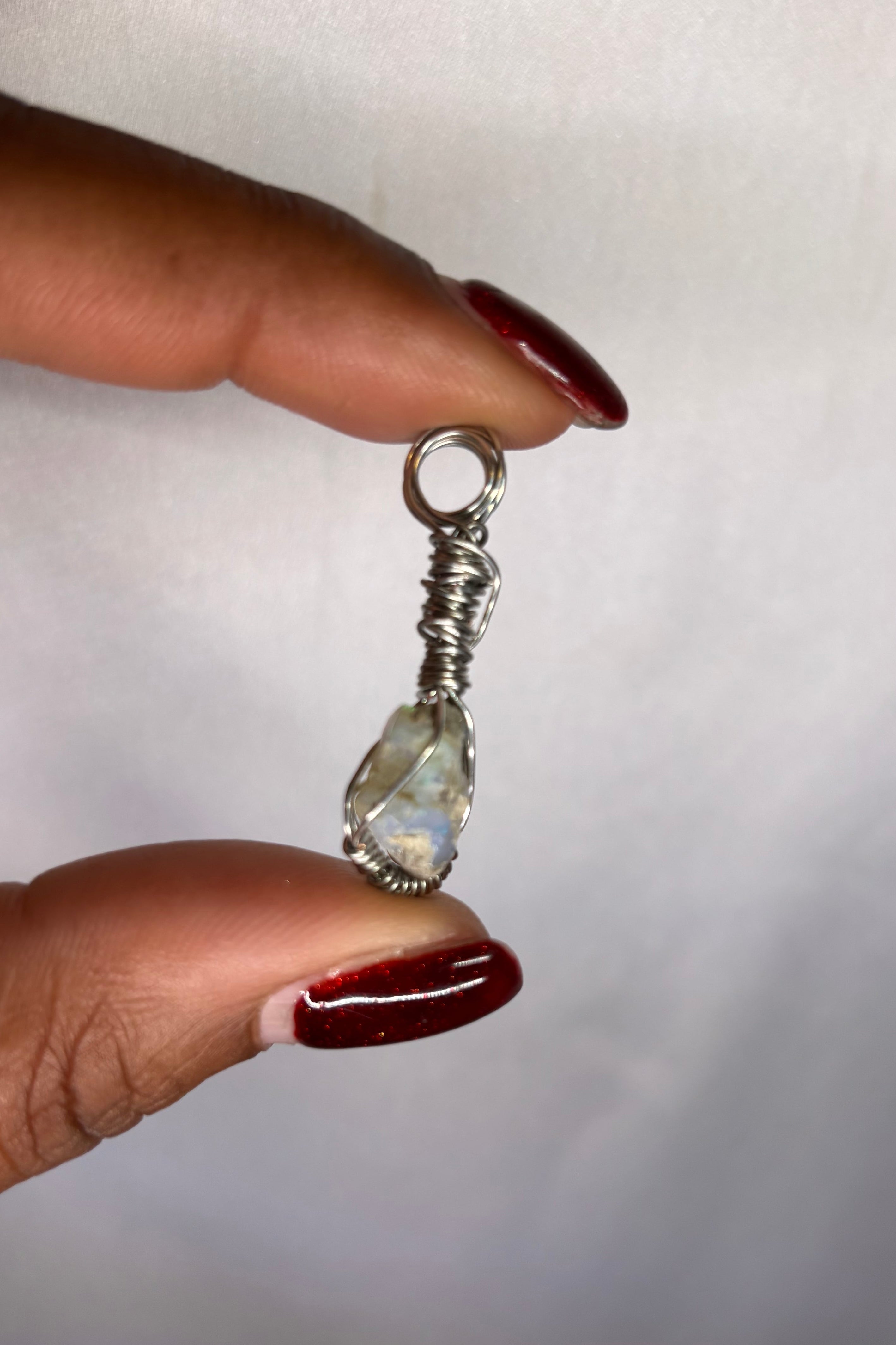 Copper-wrapped Ethiopian Opal Pendant - (1)