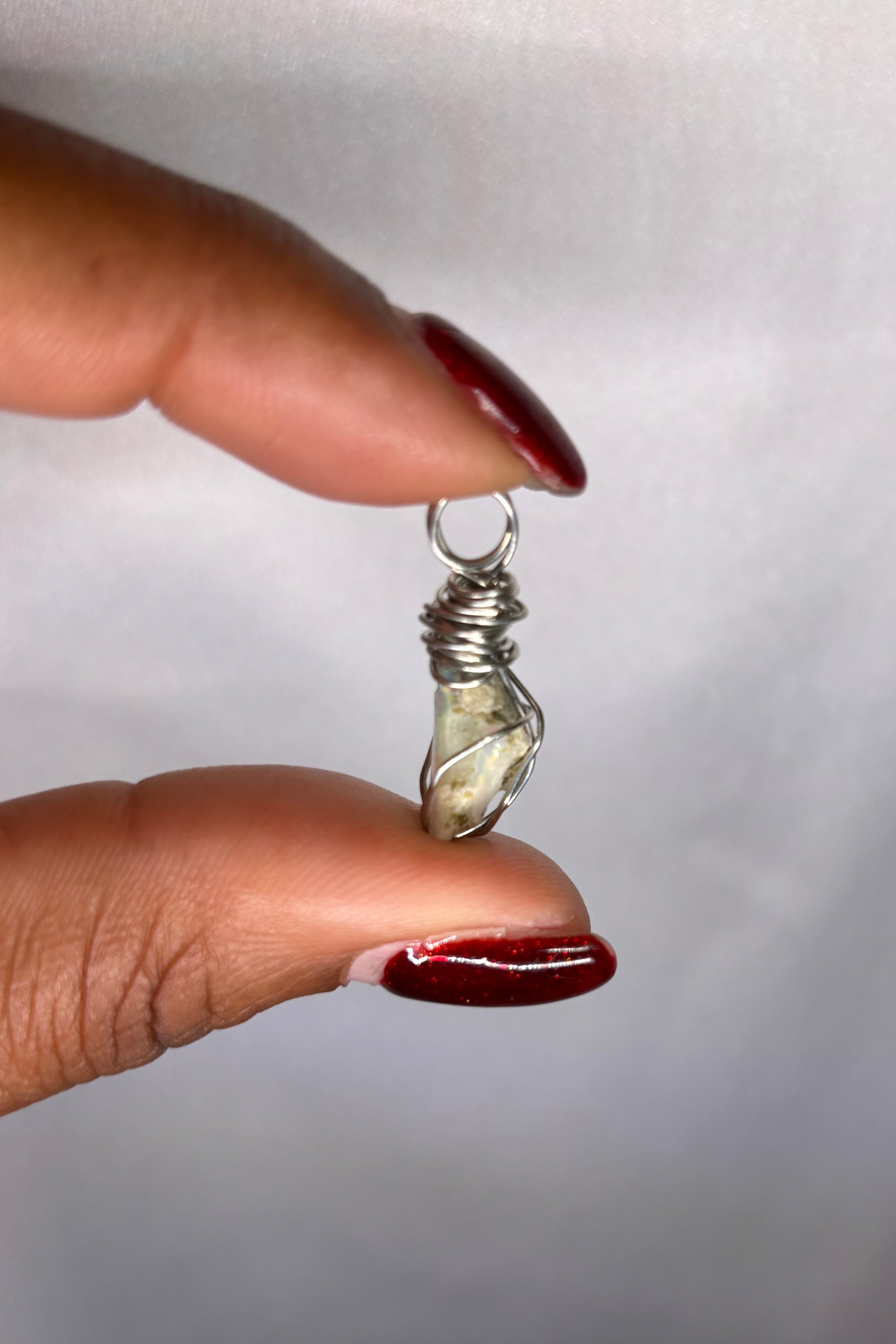 Copper-wrapped Ethiopian Opal Pendant - (3)