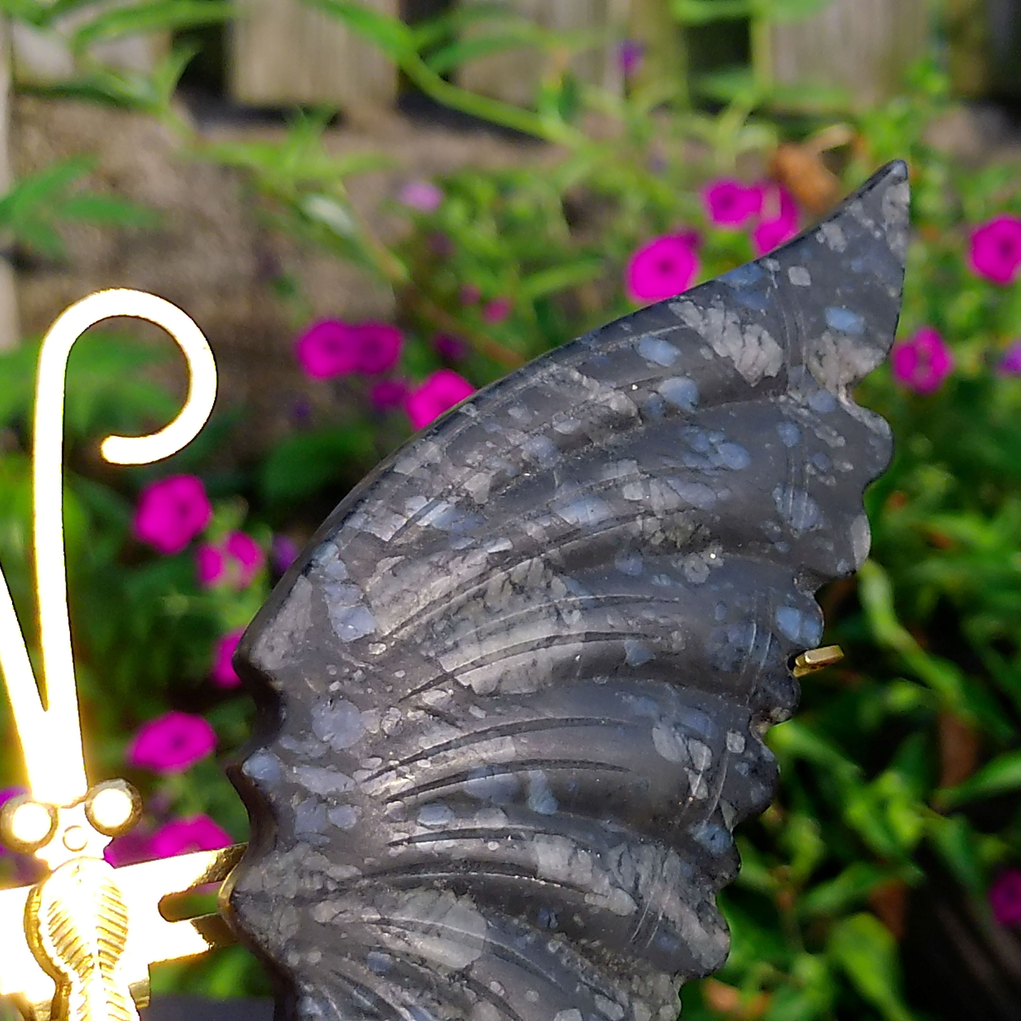 Large Llanite Butterfly Wings on gold stand